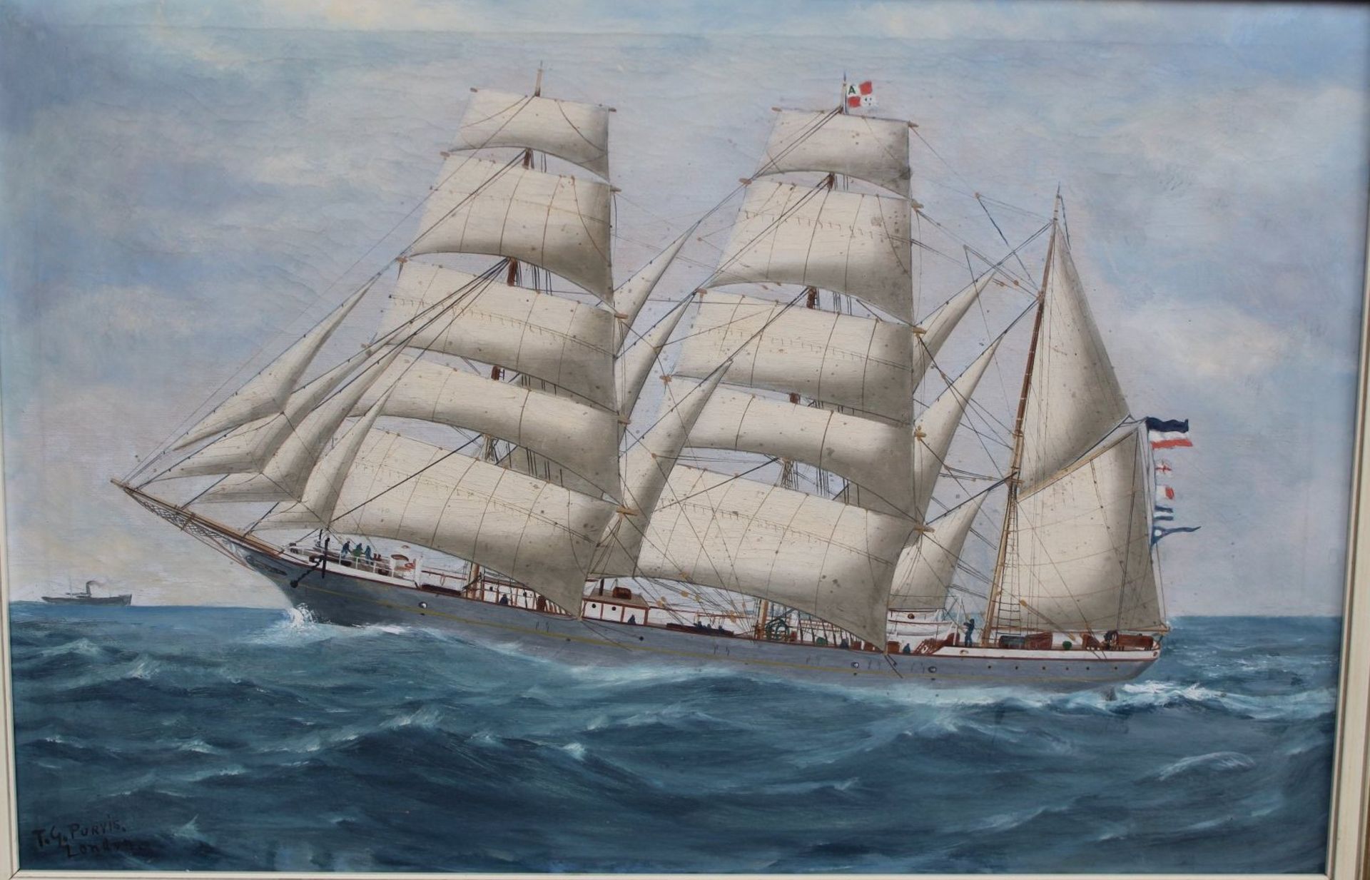 Thomas G. PURVIS (1861-1933), London "Segelschiff Pallas" um 1900 , Öl/Leinen, gerahmt, RG 48x68 c