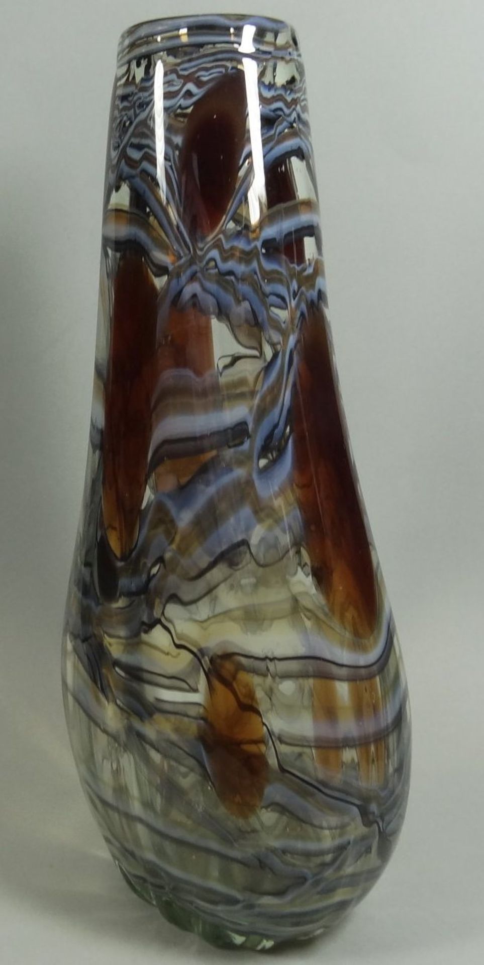 ovoide Kunstglasvase, bunt, H-31 cm, B-15 cm - Bild 6 aus 9
