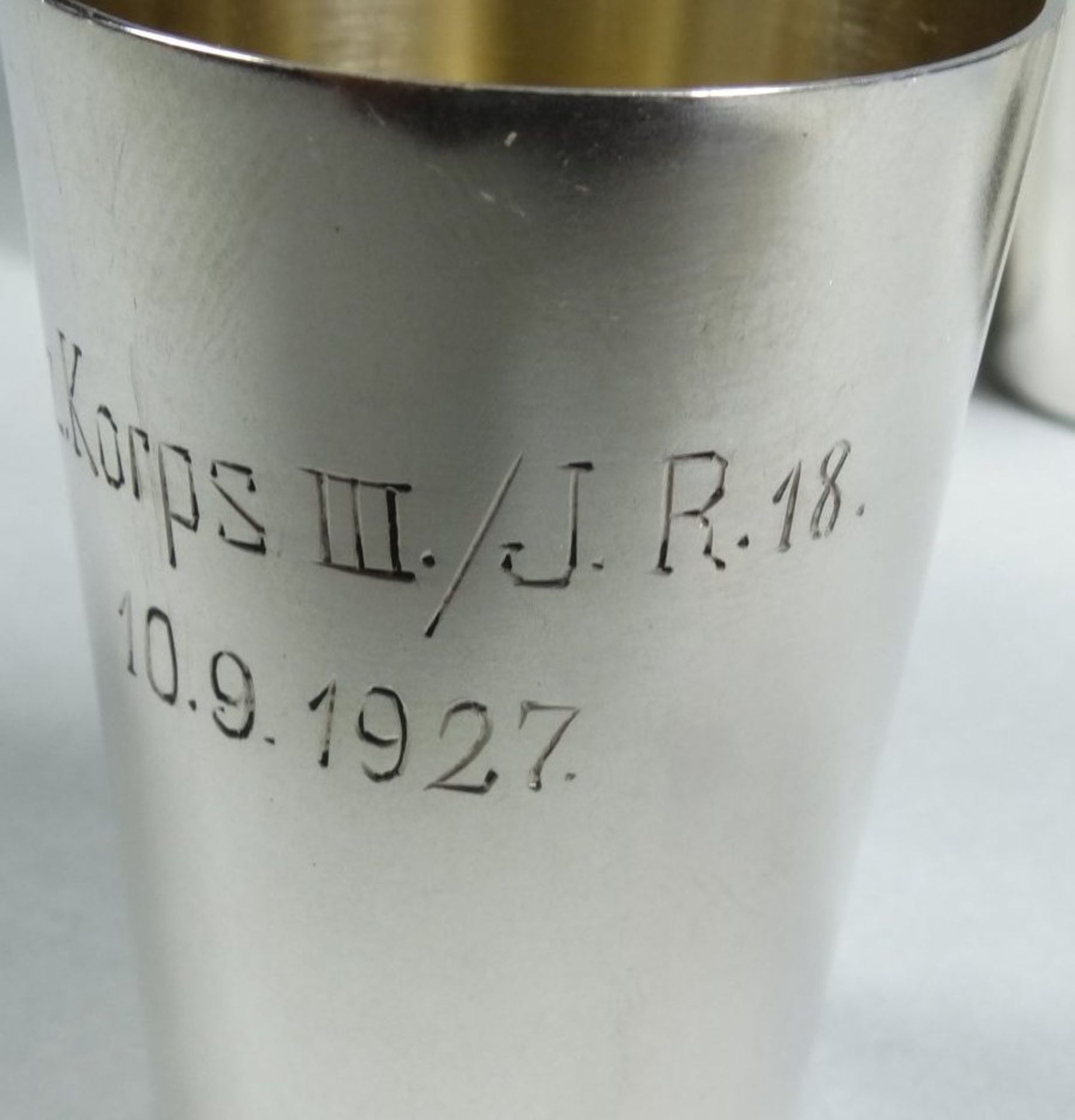 6x Silber-8-- Vodkabecher, Gravur Offz.Korps III/J.R. und Datum von 1927 bis 1932, H-4,5 cm, zus. - Bild 5 aus 7