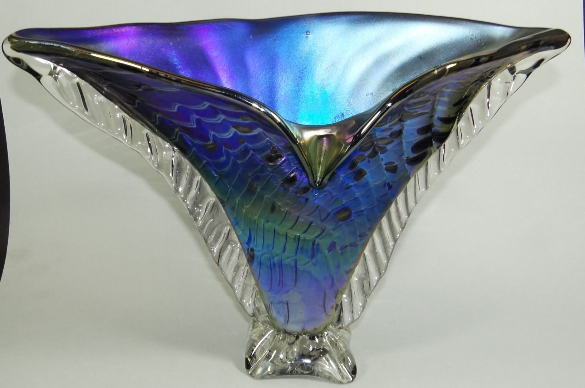 grosse Kunstglasvase,"Heaney glass" handmade in Australia, signiert, dat. 1989 lüstrierend und