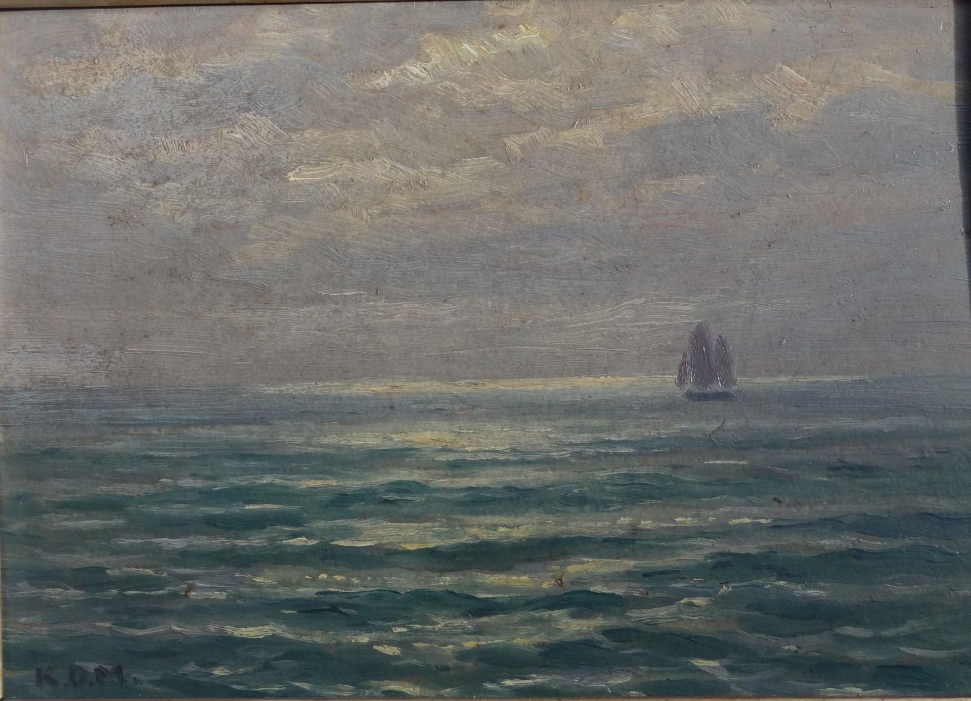 Karl Otto MATTHAEI (1863-1931) "Am Meer" verso betitelt, Öl/Malfaser, alt gerahmt, RG 34x43 c - Bild 2 aus 7
