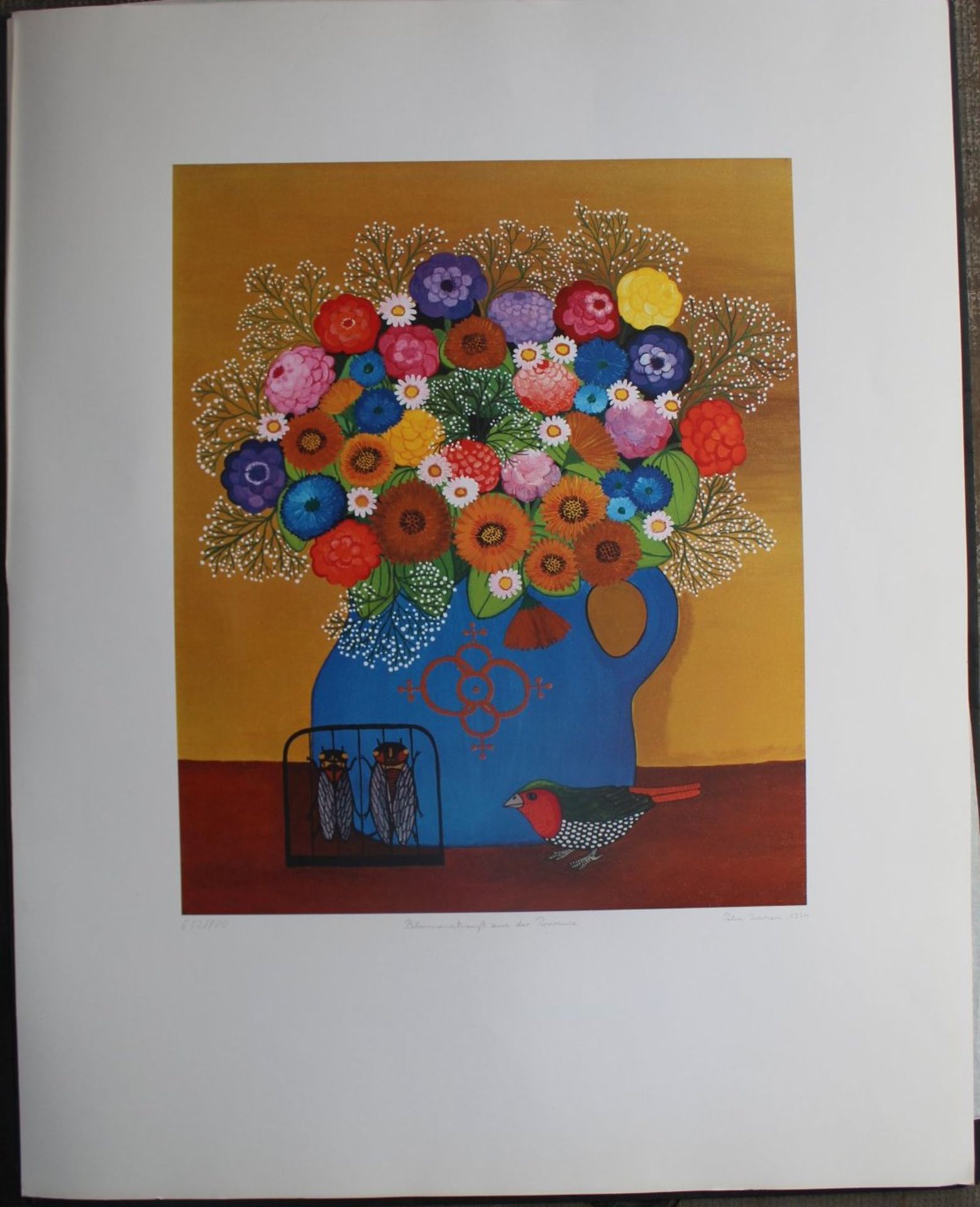 Petra IVERSEN (1938), 1974 "Blumenstraus" Lithografie, Nr. 632/800, BG 70x53 cm - Bild 2 aus 5