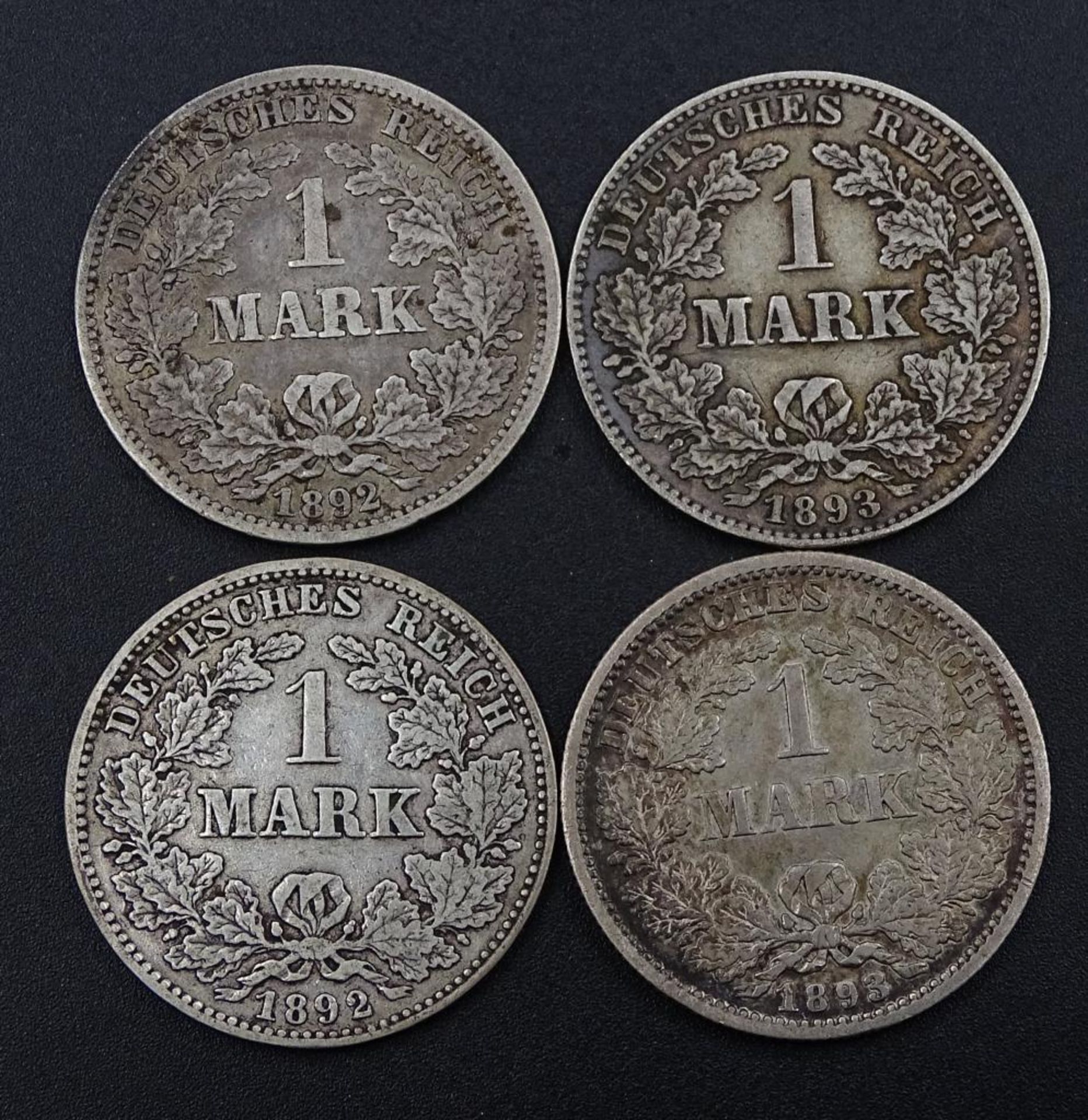 4x 1 Mark 1892J,1892G,1893J,1893F