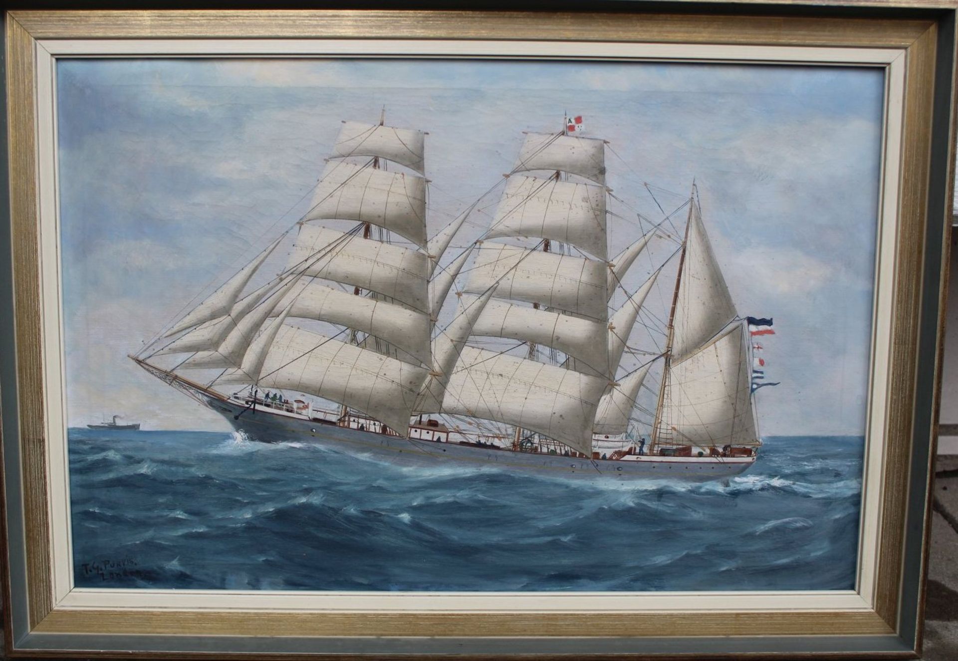 Thomas G. PURVIS (1861-1933), London "Segelschiff Pallas" um 1900 , Öl/Leinen, gerahmt, RG 48x68 c - Bild 2 aus 5