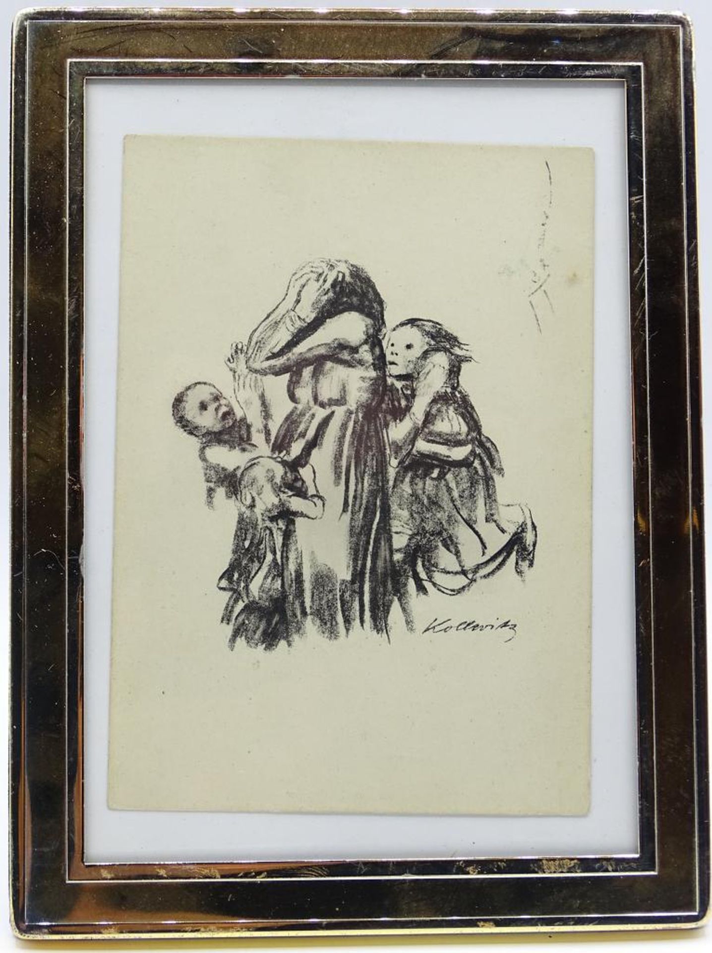 Künstlerpostkarte Käthe Kollwitz "gefallen",gelaufen,in Tischrahmen, 1933,RG 20x15