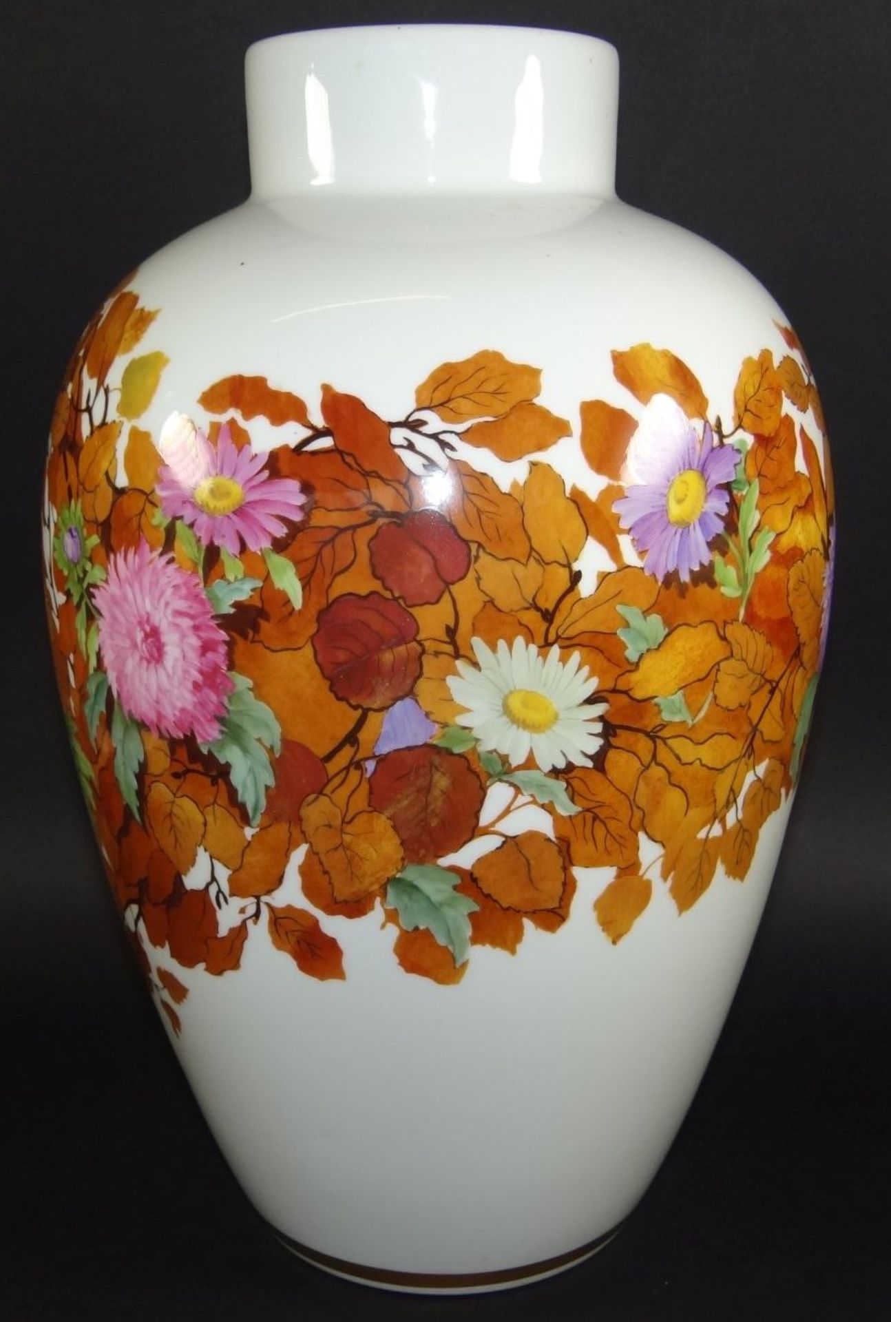 sign. Bodenvase "Nymphenburg" Rudolf SIECK (1877-1957), Herbstblumen, H-40 cm - Bild 3 aus 7