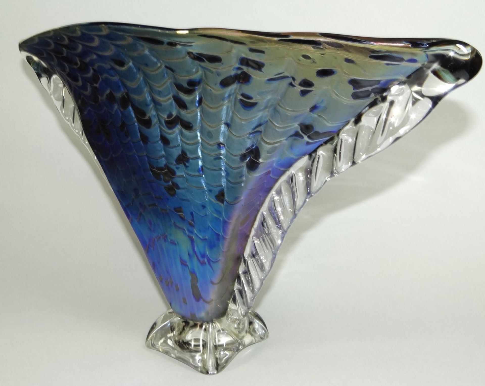 grosse Kunstglasvase,"Heaney glass" handmade in Australia, signiert, dat. 1989 lüstrierend und - Bild 5 aus 10