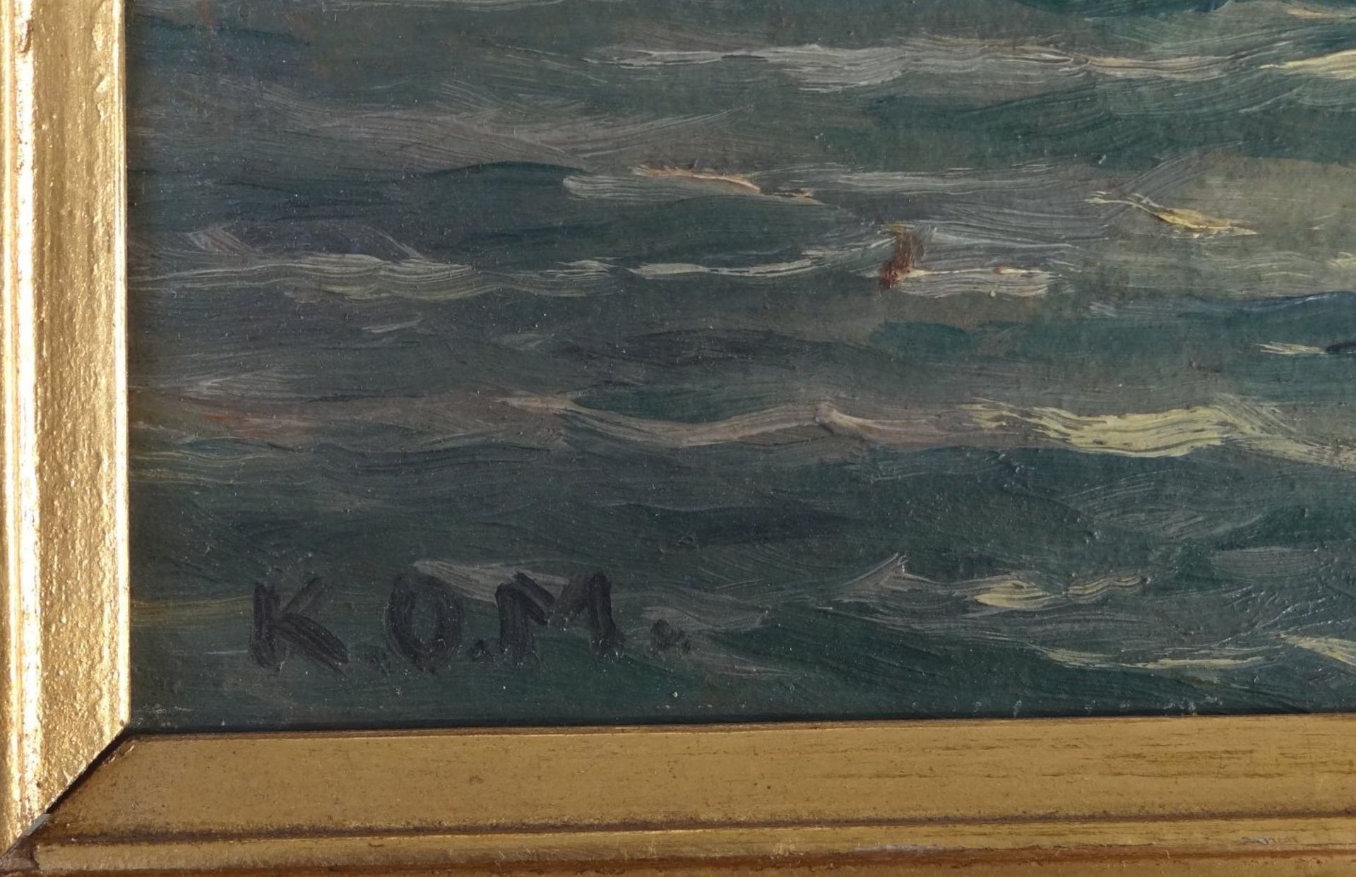 Karl Otto MATTHAEI (1863-1931) "Am Meer" verso betitelt, Öl/Malfaser, alt gerahmt, RG 34x43 c - Bild 4 aus 7