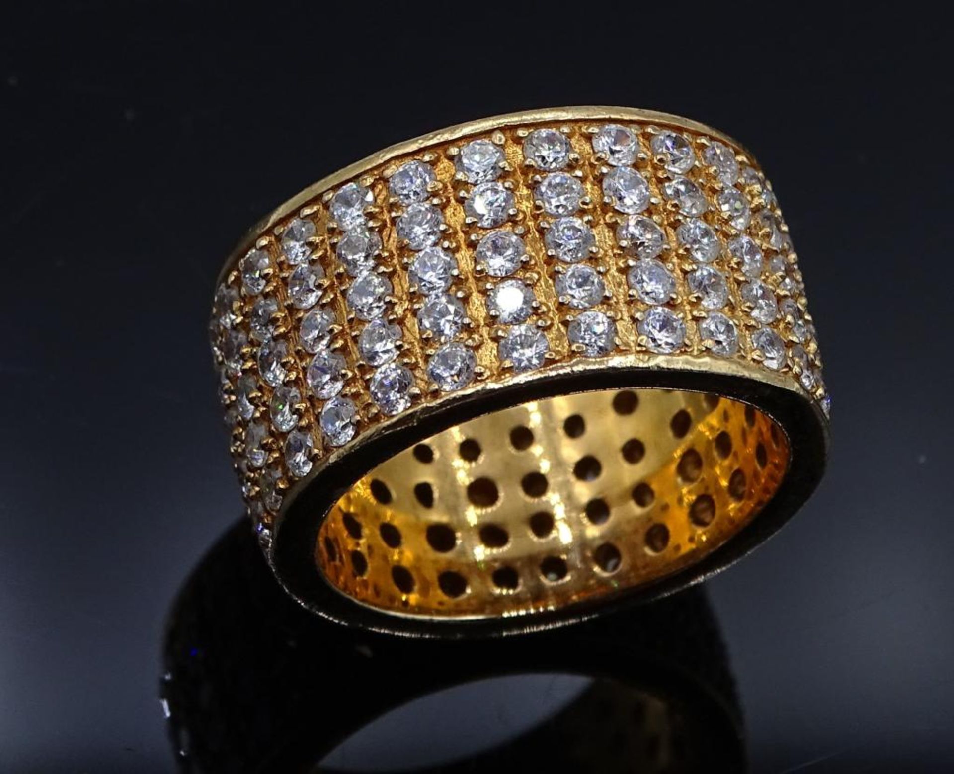 Juweliersauflösung: Massiver Sterling Silber Ring 925/000,14,9gr., RG 60,vergoldet,ungetragene - Bild 2 aus 2
