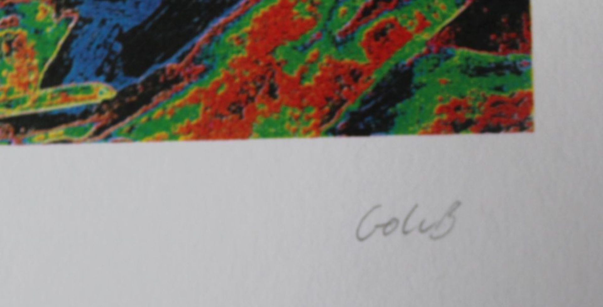 Leon GOLUB (1922-2004) "Cyber man" Farbserigraphie signiert, BG 31x28 cm - Bild 3 aus 3