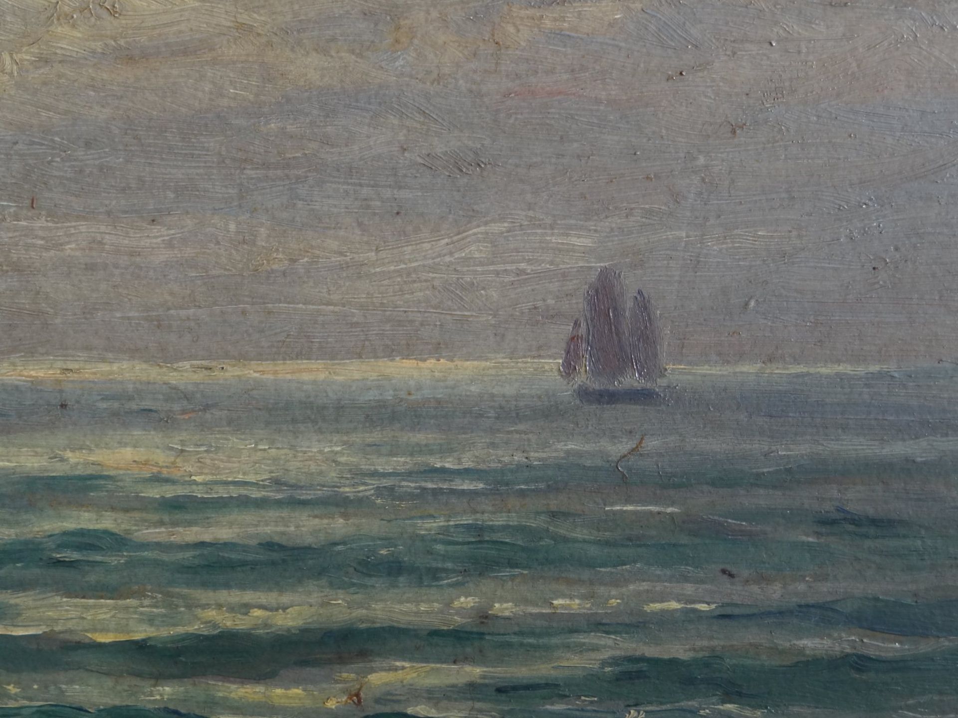 Karl Otto MATTHAEI (1863-1931) "Am Meer" verso betitelt, Öl/Malfaser, alt gerahmt, RG 34x43 c - Bild 3 aus 7