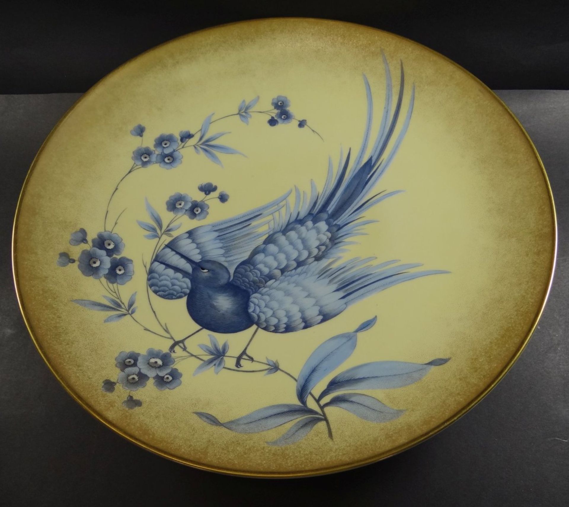 grosse Rosenthal Aufsatzschale mit blauen Vogel, H-7,5 cm, D-33 cm