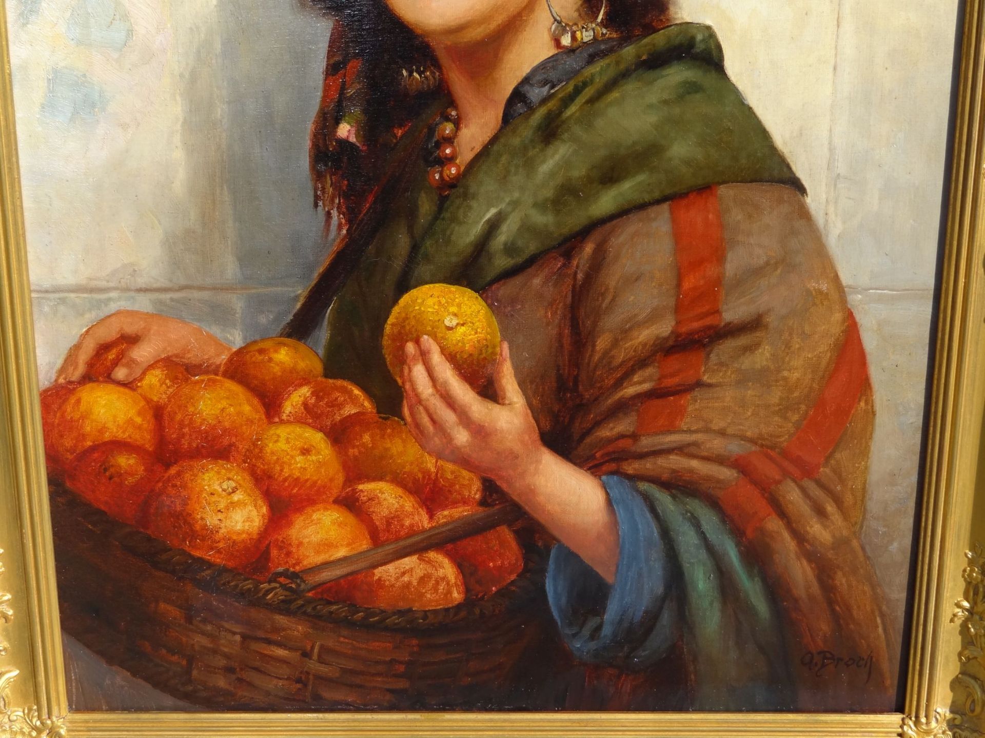 Alois BROCH (1864-c.1934) Obsthändlerin, ca.1900, Öl/Leinwand, gerahmt, 95 x 71 cm, hinterlegte - Bild 4 aus 5
