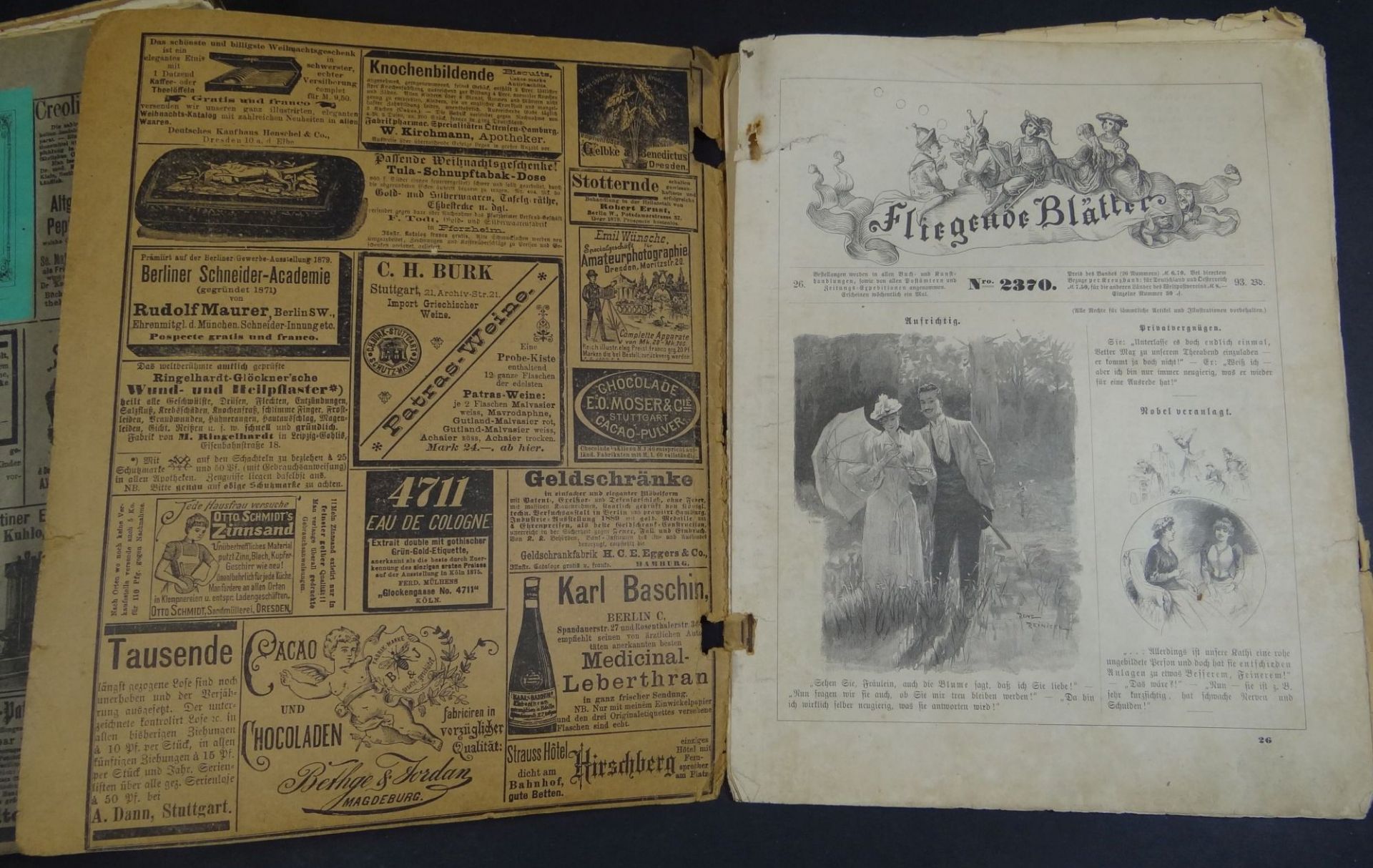 30 illustrierte Hefte "Fliegende Blätter" um 1890, unterschiedliche Erhaltung, zwischen Heft .Nr. 20