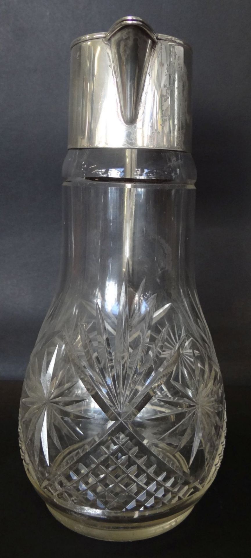 Kristall-Krug mit massiven Silberdeckel-800-, H-25 cm, guter Zustand - Bild 2 aus 6