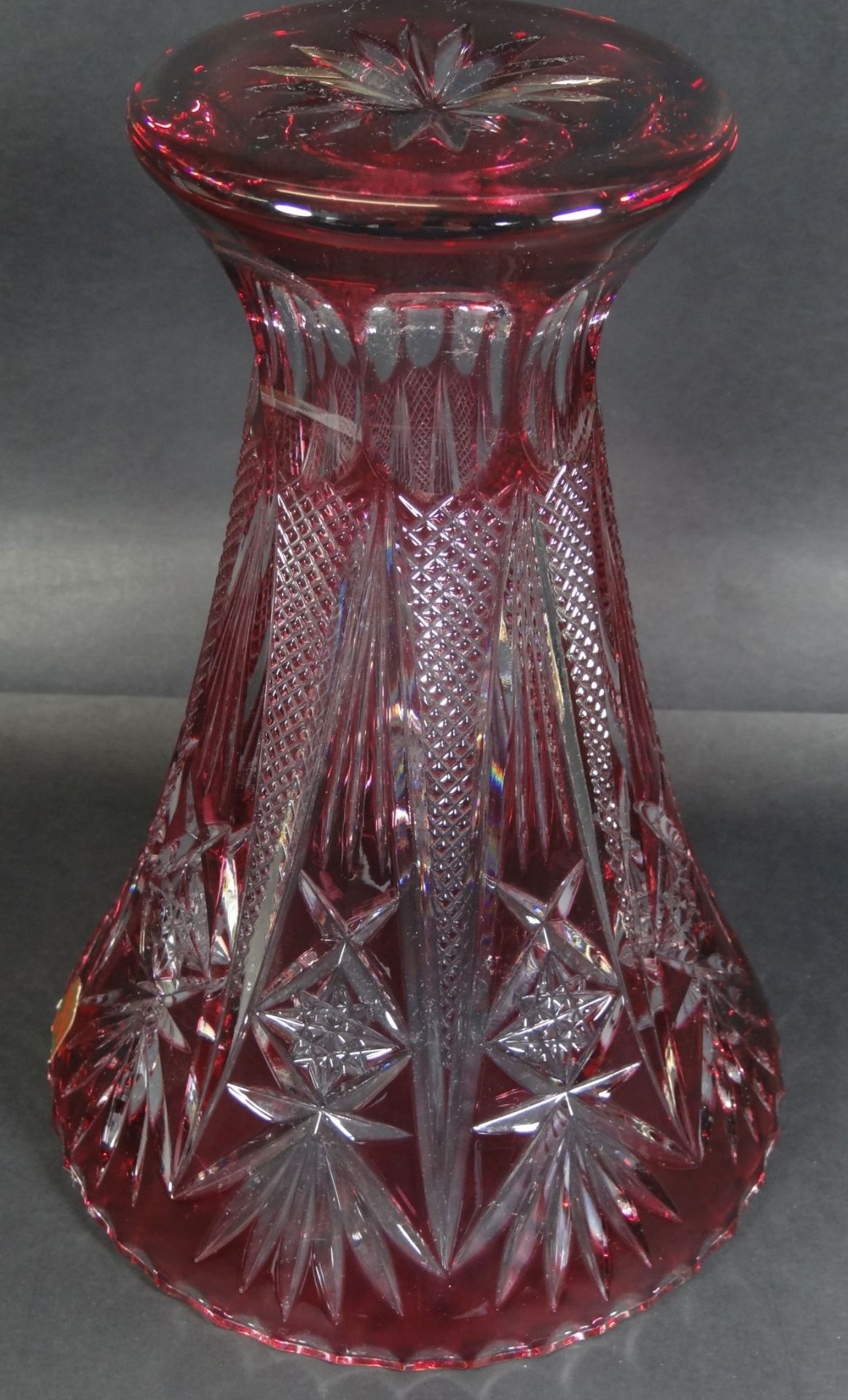 grosse Kristall-Vase "Nachtmann" rot/klar, H-26 cm, D-19 cm - Bild 6 aus 7