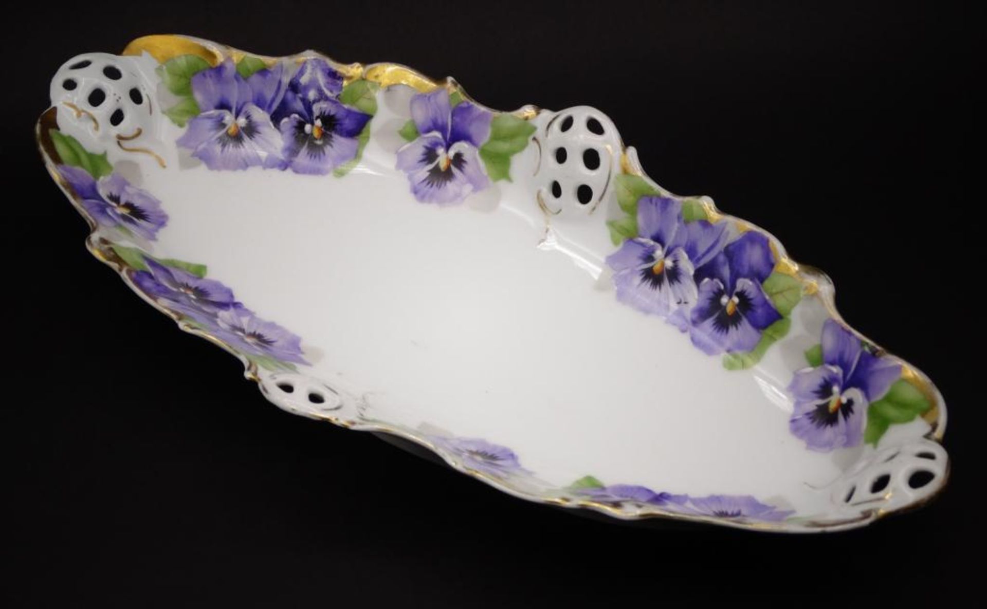 ovale Schale "Rosenthal" Victoria Luise, 31x14 cm, Goldrand berieben