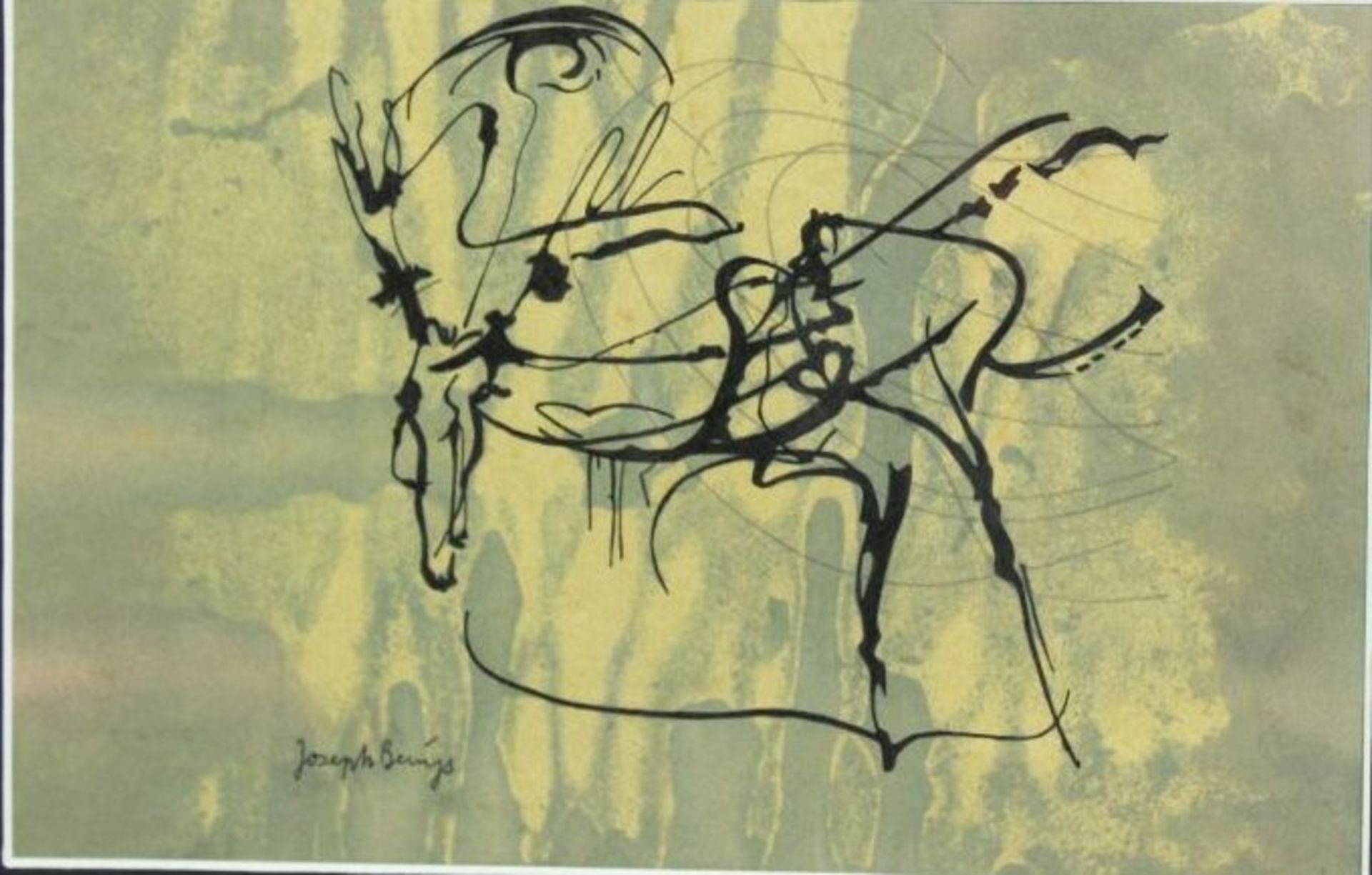 moderne Komposition, bezeichnet Joseph Beuys ?, Mischtechnik, gerahmt/Glas, RG 37 x 47cm.