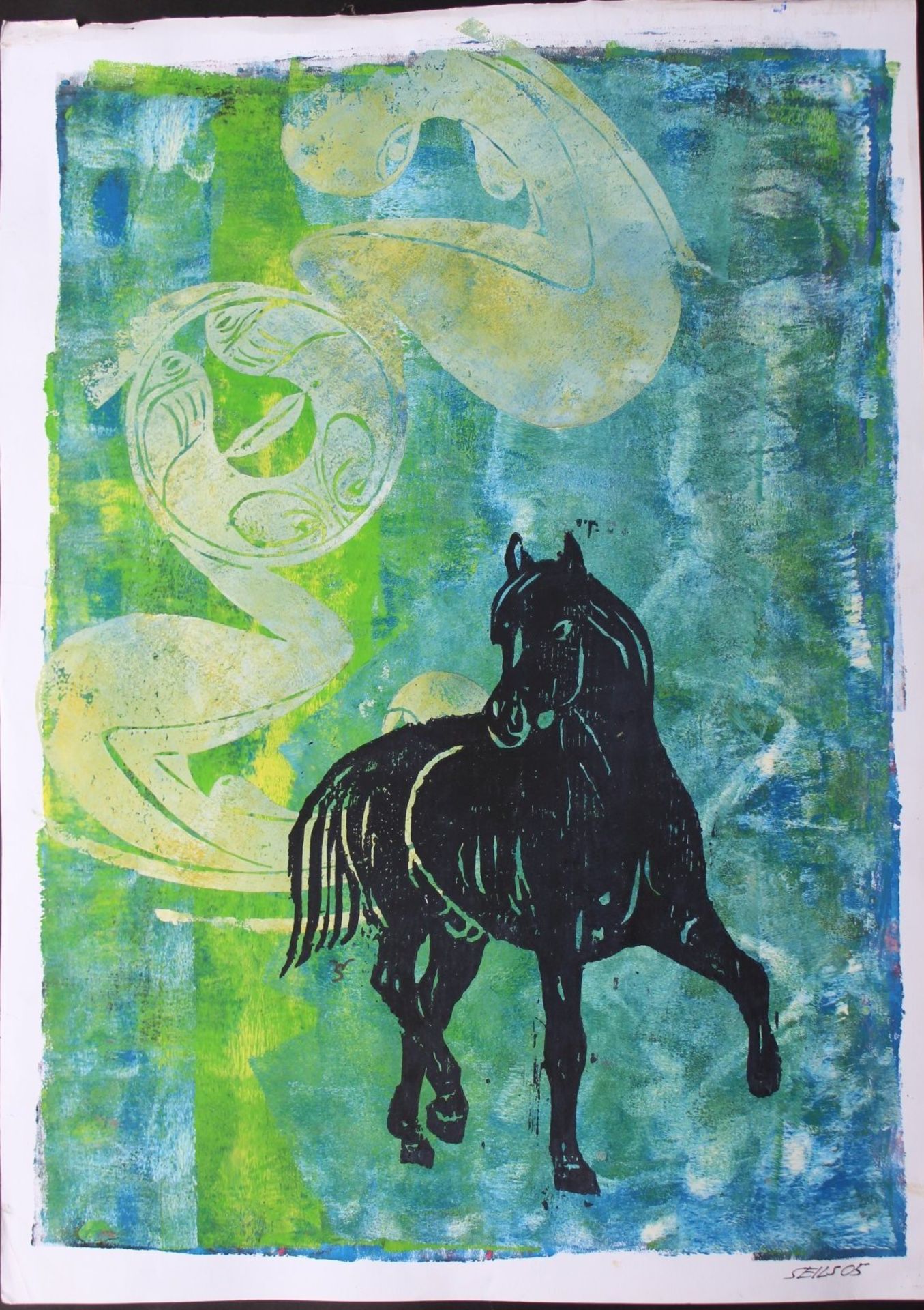 Wolfgang Seils, 2005 "Pferd" gr. Aquarell, BG 68x49 cm