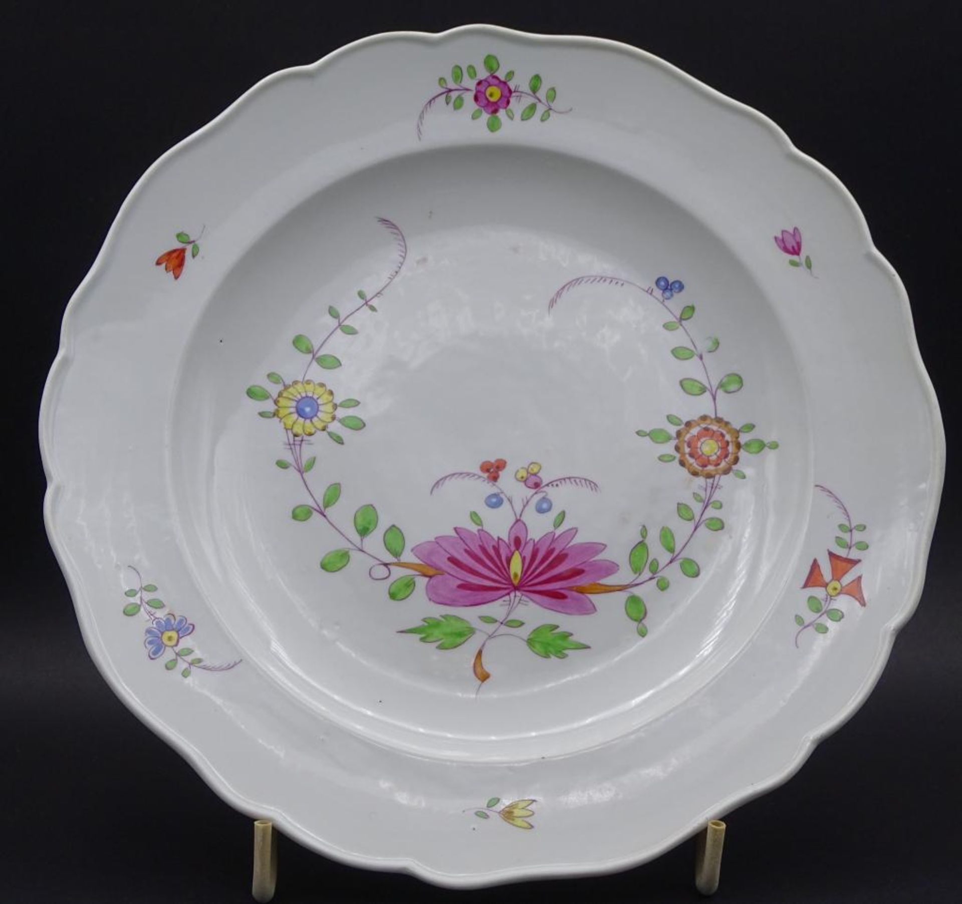 Teller "Meissen" indianische Blumen,, 19.Jhd, Schwertermarke mit Pun kt, 1.Wahl, D-24 cm