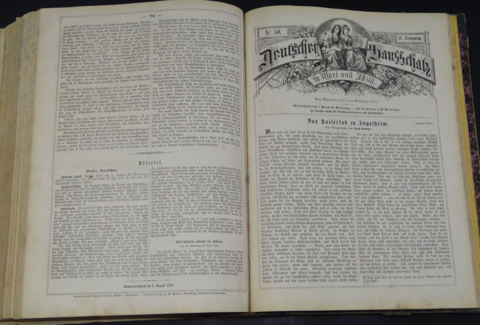 gebundene Jahresausgabe "Deutscher Hauschatz in Wort und Bild" Oktober 1875/1876, Pappeinband, - Bild 8 aus 10