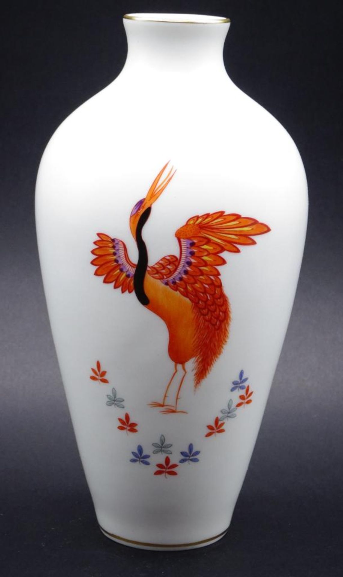 Vase "Meissen",Kranich,Goldrand,Schwertermarke 1.Wahl, H-18cm - Bild 4 aus 6