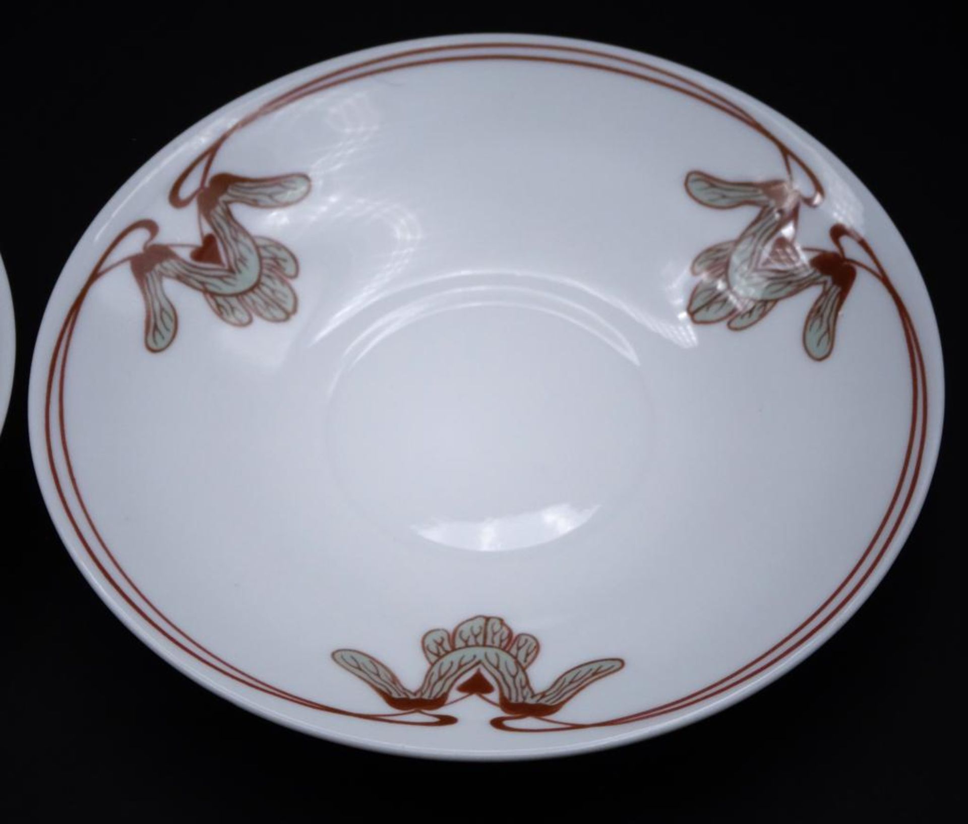 2x Jugendstil-Untertassen, ein Kuchenteller (D-21 cm, 1.Wahl)) "Meissen" Ahorn Muster, D-14 cm, - Bild 3 aus 11