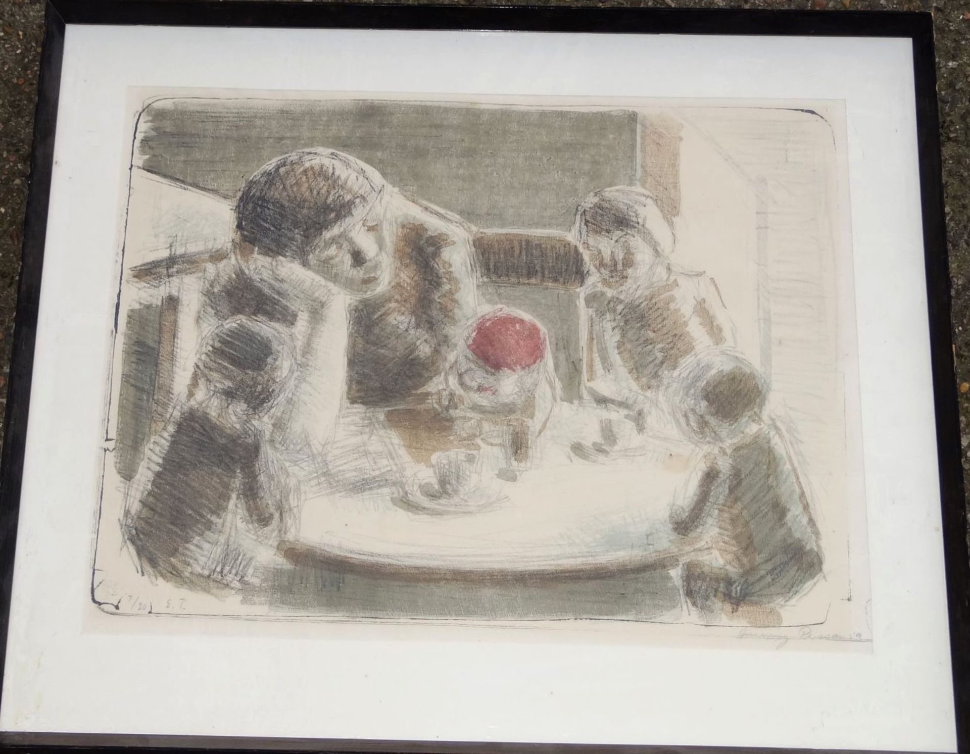 Henning PERSSON (1921-1998) "Familie am Tisch" Farblithografie, E.T. Nr. 3/100/2