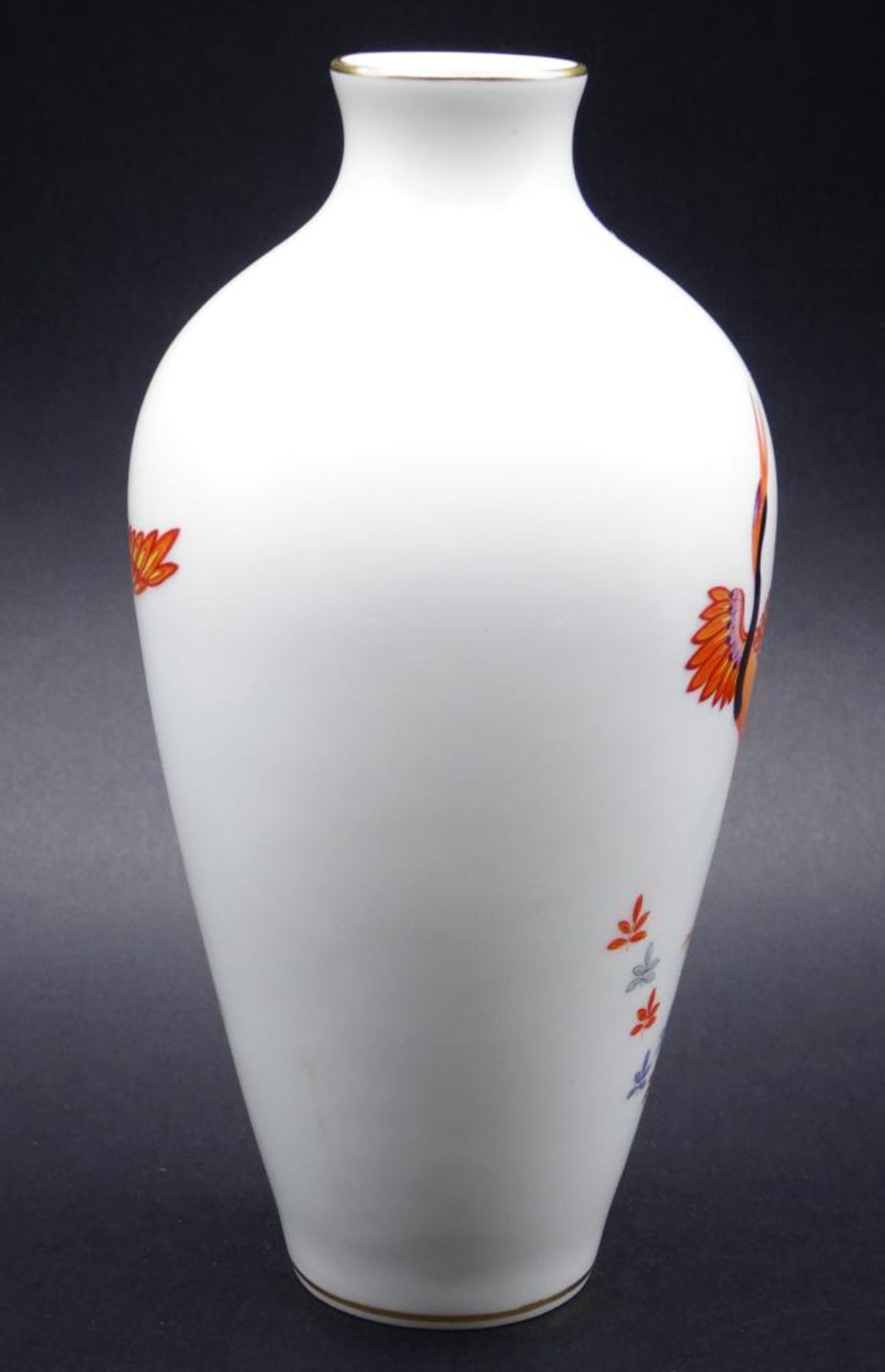 Vase "Meissen",Kranich,Goldrand,Schwertermarke 1.Wahl, H-18cm - Bild 3 aus 6