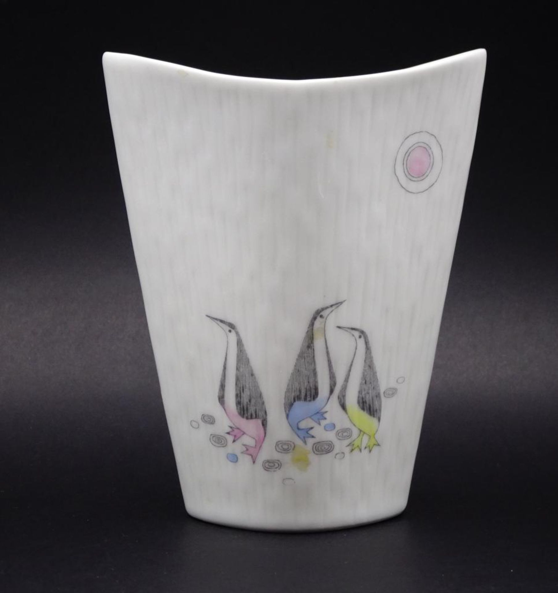 Porzellan-Ziervase, "Inka", Rosenthal, 50er Jahre mit Pinguinen, H-13,5 cm