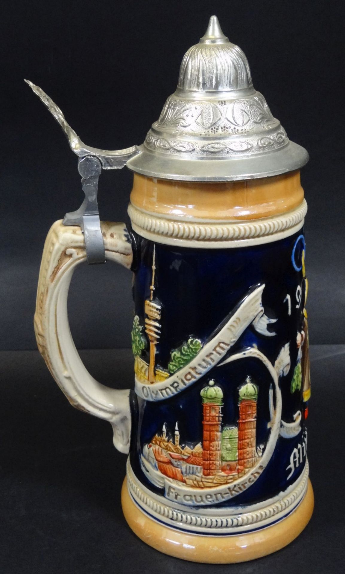 hoher Bierkrug "Olympia 1972-München" mit Zinndeckel, H-22 c - Bild 3 aus 4