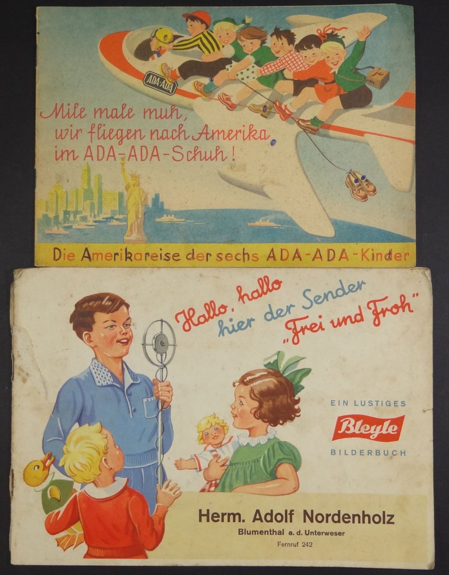 2x Werbehefte für Kinder um 1920/30,1x Ada-Ada, Fa. Wilhelm Bleyle, Alters-u. Gebrauchsspure