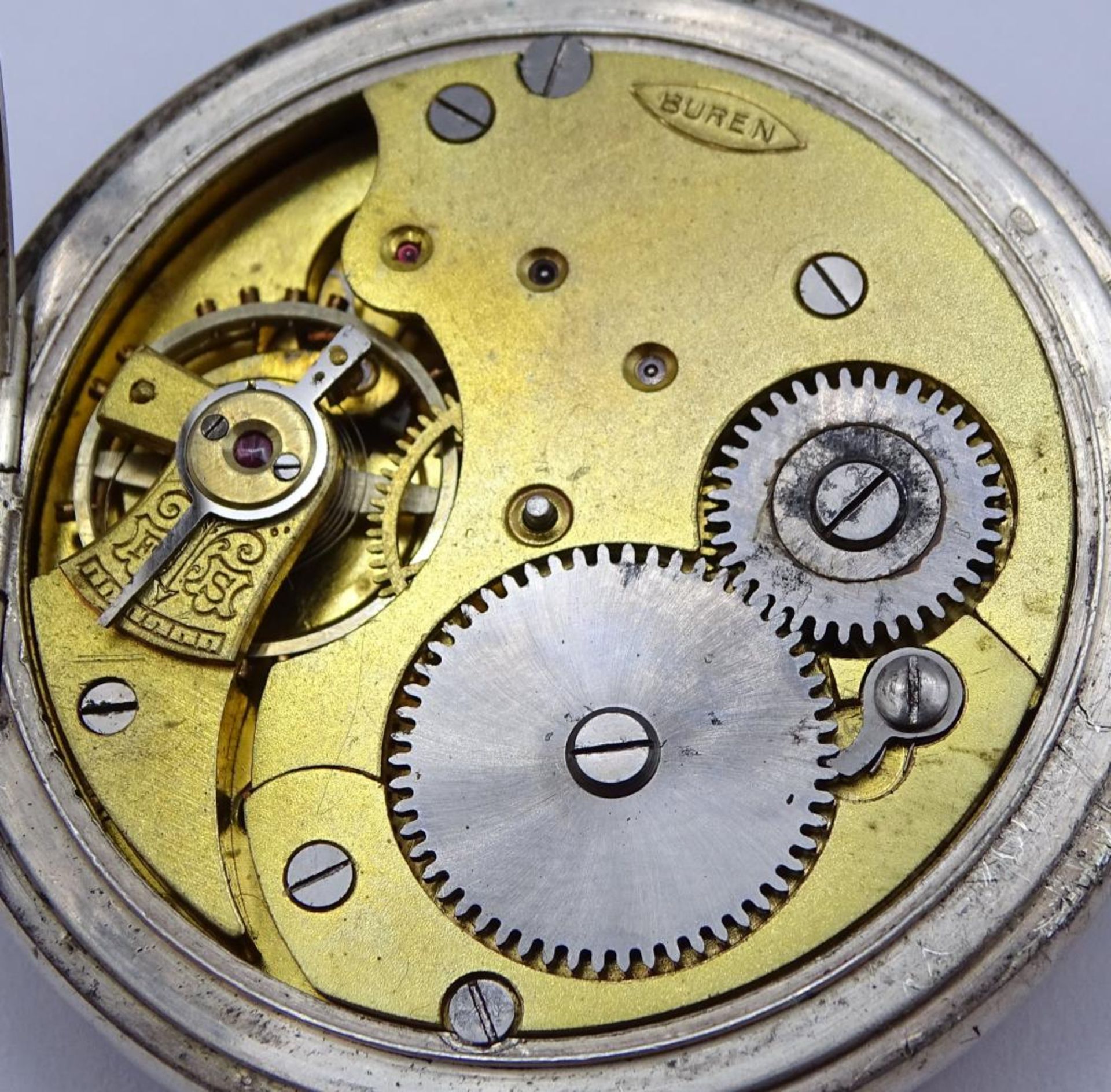 HTU "System Glashütte",Silbergehäuse 800/000,handaufzug,Werk läuft,d-5,1cm,Zifferblatt mit Altr - Bild 7 aus 8