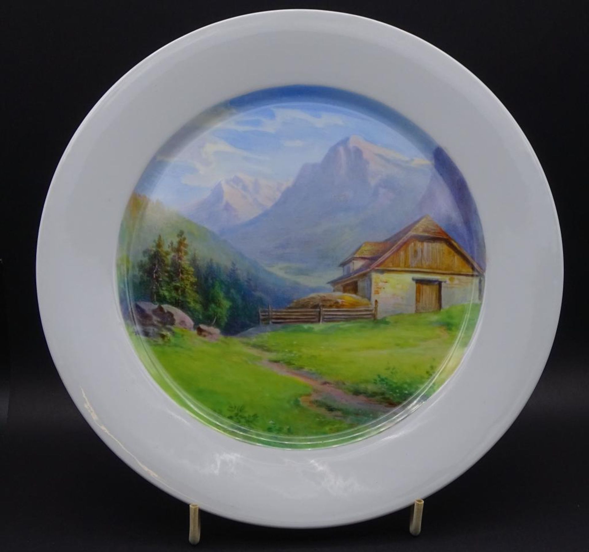 Ansichtenteller "Meissen" Alpenlandschaft, Schwertermarke, 1.Wah,lD-27 cm, - Bild 2 aus 6