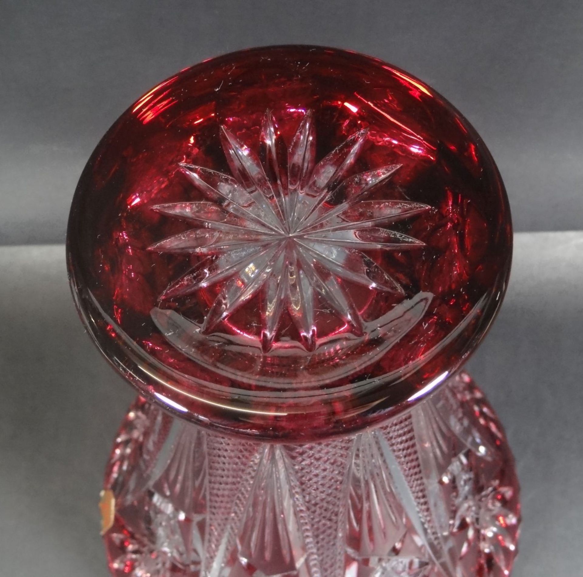 grosse Kristall-Vase "Nachtmann" rot/klar, H-26 cm, D-19 cm - Bild 7 aus 7
