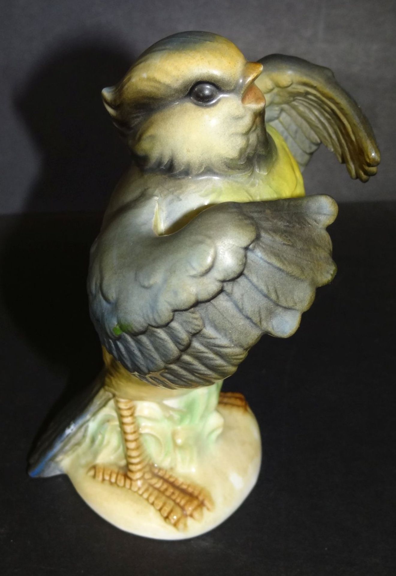 aufplusternder Vogel "Goebel", älter, bemalt, H-12,5 cm, anbei Kanarienvogel mit Hunges "Goebel" - Bild 3 aus 10