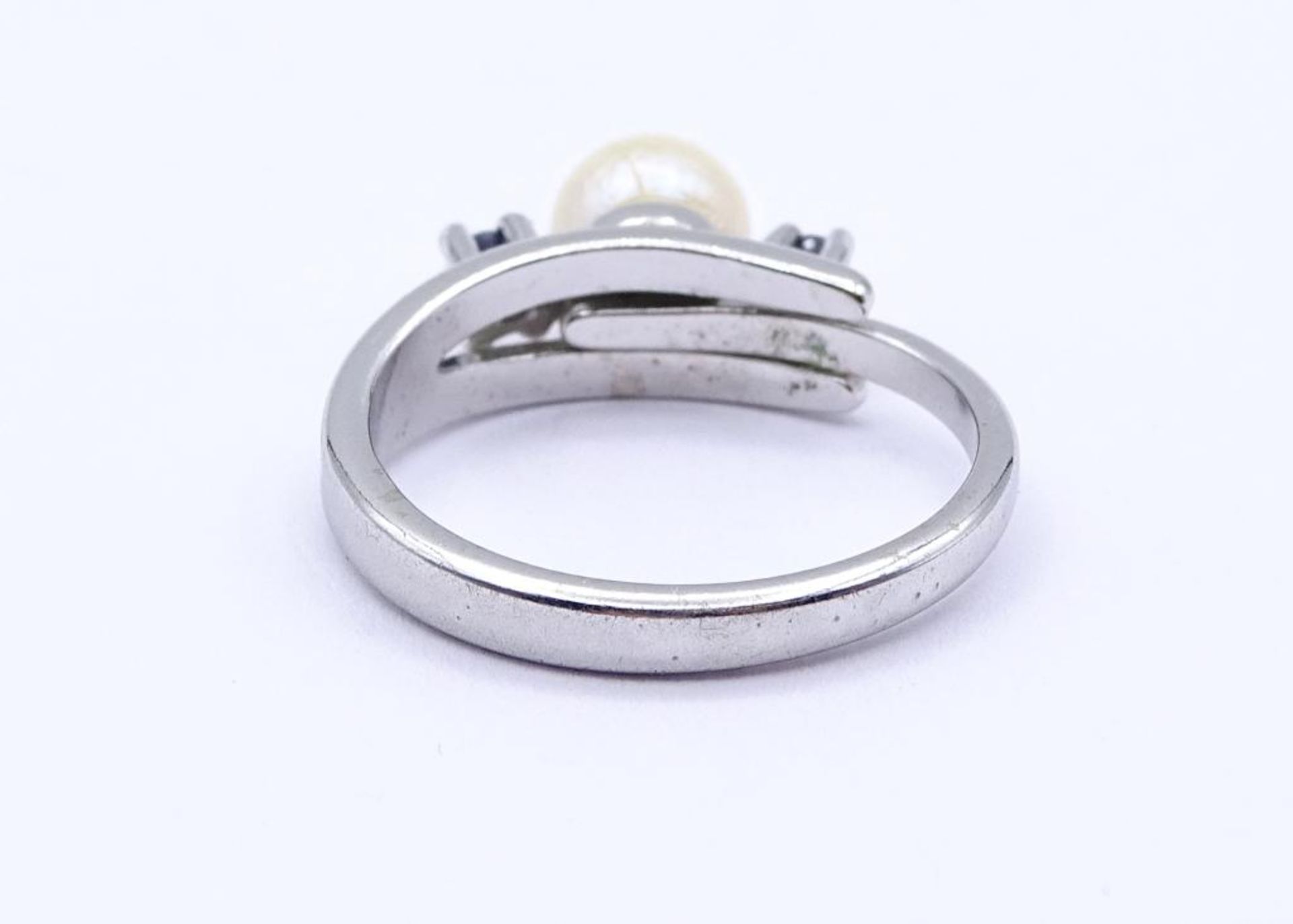 925er Silber Ring mit Perle und Saphiren,3,6gr., RG 55 (Größe verstellba - Bild 3 aus 3