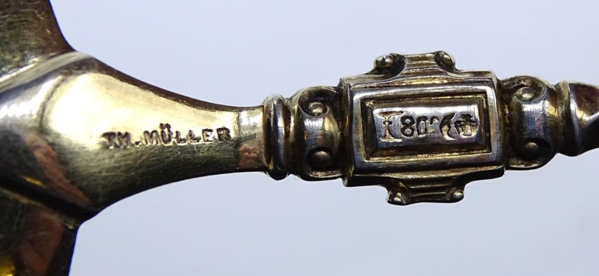 Zwei Silber Esslöffel,Silber 800/000,signiert TH.MÜLLER,L-20,5cm,leicht vergoldet,ges.Gew.105g - Bild 4 aus 4