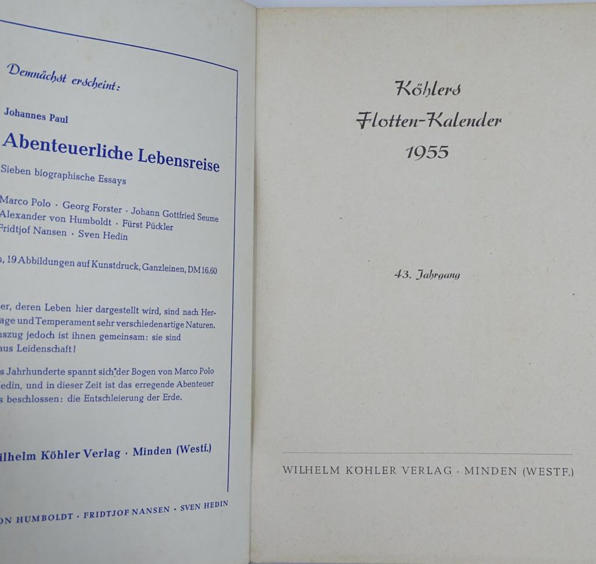 Köhlers "Flotten-Kalender 1955",43.Jahrgan - Image 2 of 10