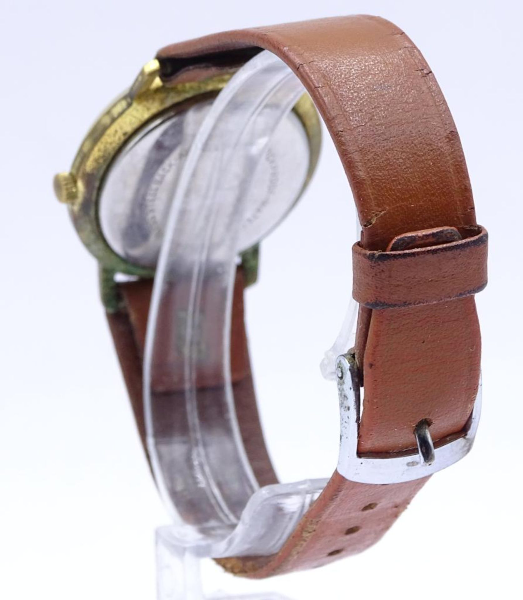 Vintage Herren Armbanduhr, Kronenmarke,d-3,3cm,mechanisch,Werk läuft,Alters-u. Gebrauchsspure - Bild 3 aus 5
