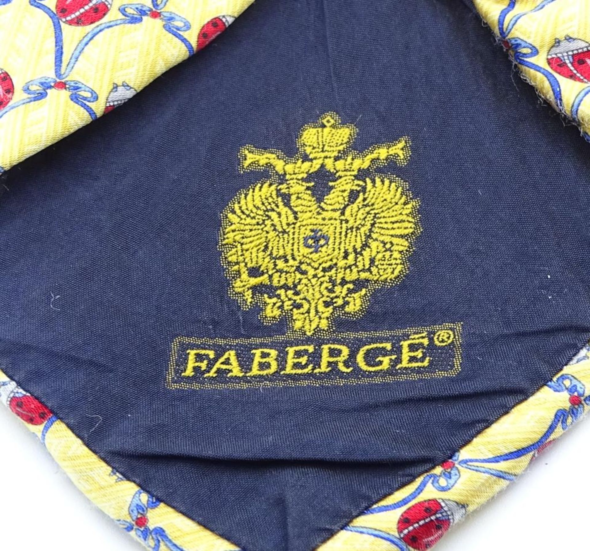 Krawatte "Faberge",Tragespuren,Maikäfer Muster,gelbfarbig,L- 144c - Bild 5 aus 5