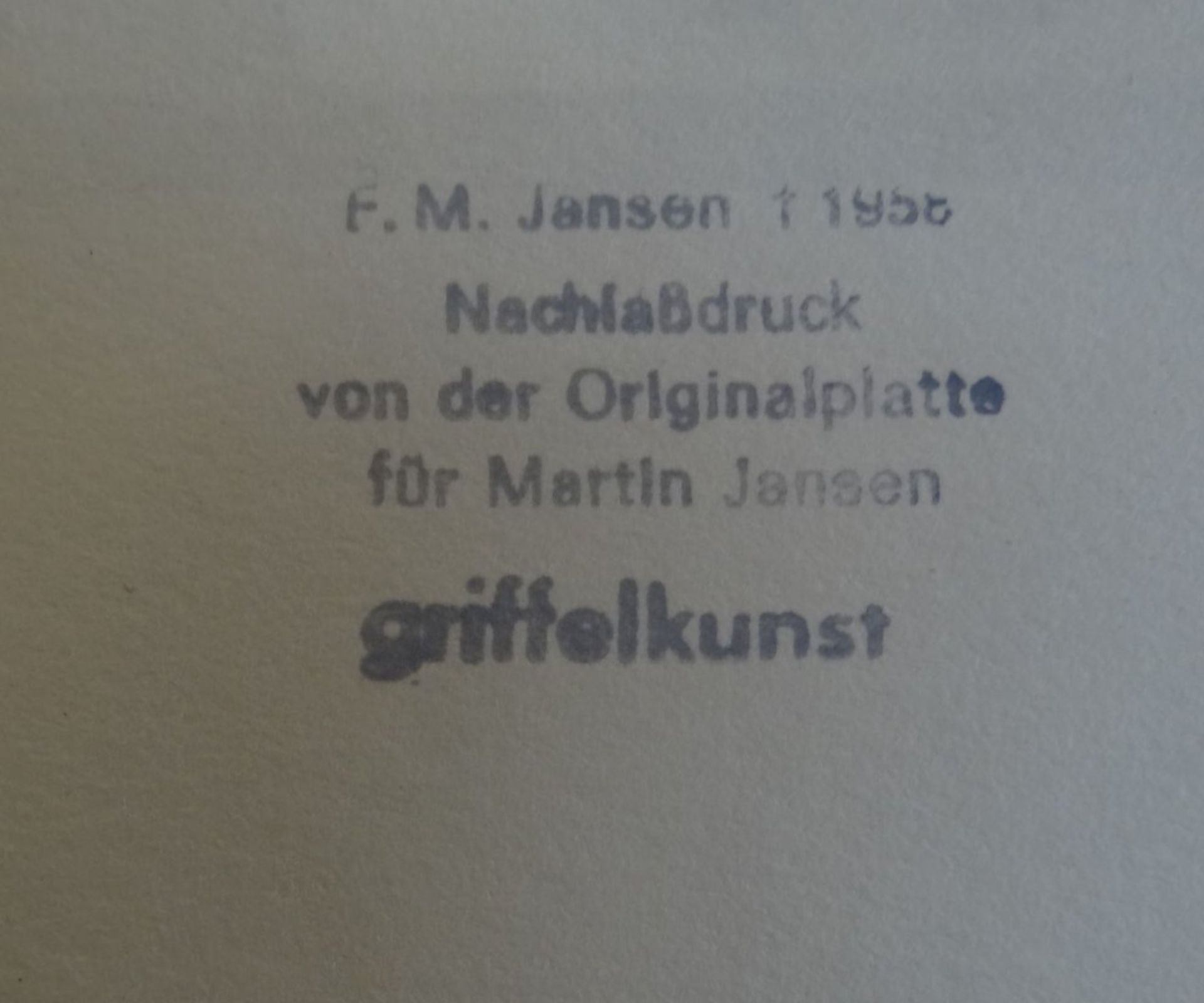 Franz Maria JANSEN (1885-1958) "Köpfe" Holzschnitt für Griffelkunst, Nachlass-Stempel rückseitig, BG - Bild 3 aus 3