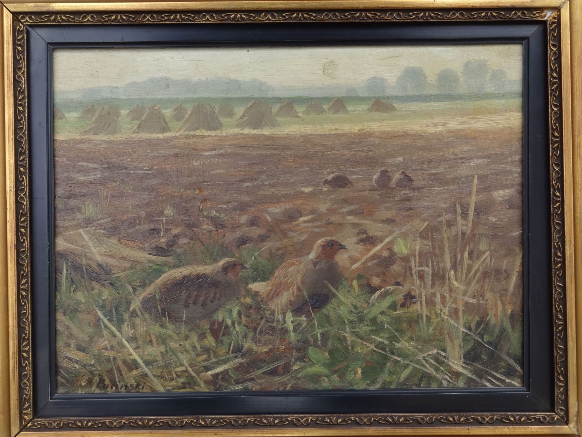 Viktor PUCINSKI (1882-1952) ''Rebhühner'' Öl/Leinwand 27 x 38 cm, breit gerahmt, RG 53x60 - Bild 3 aus 5