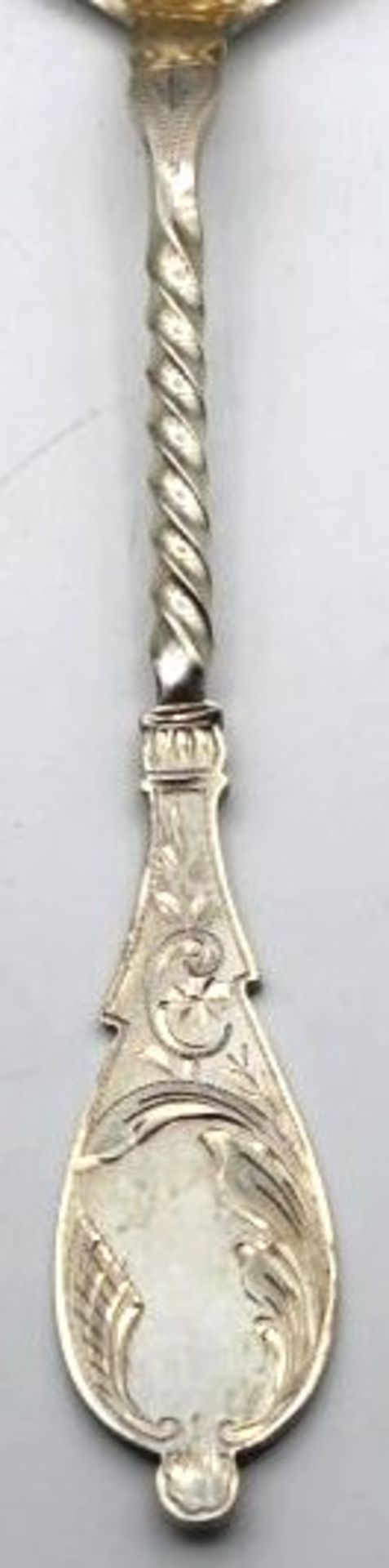 Gemüselöffel, 800er Silber, gedrehter Stiel, 33,9gr., L-19cm - Bild 2 aus 3