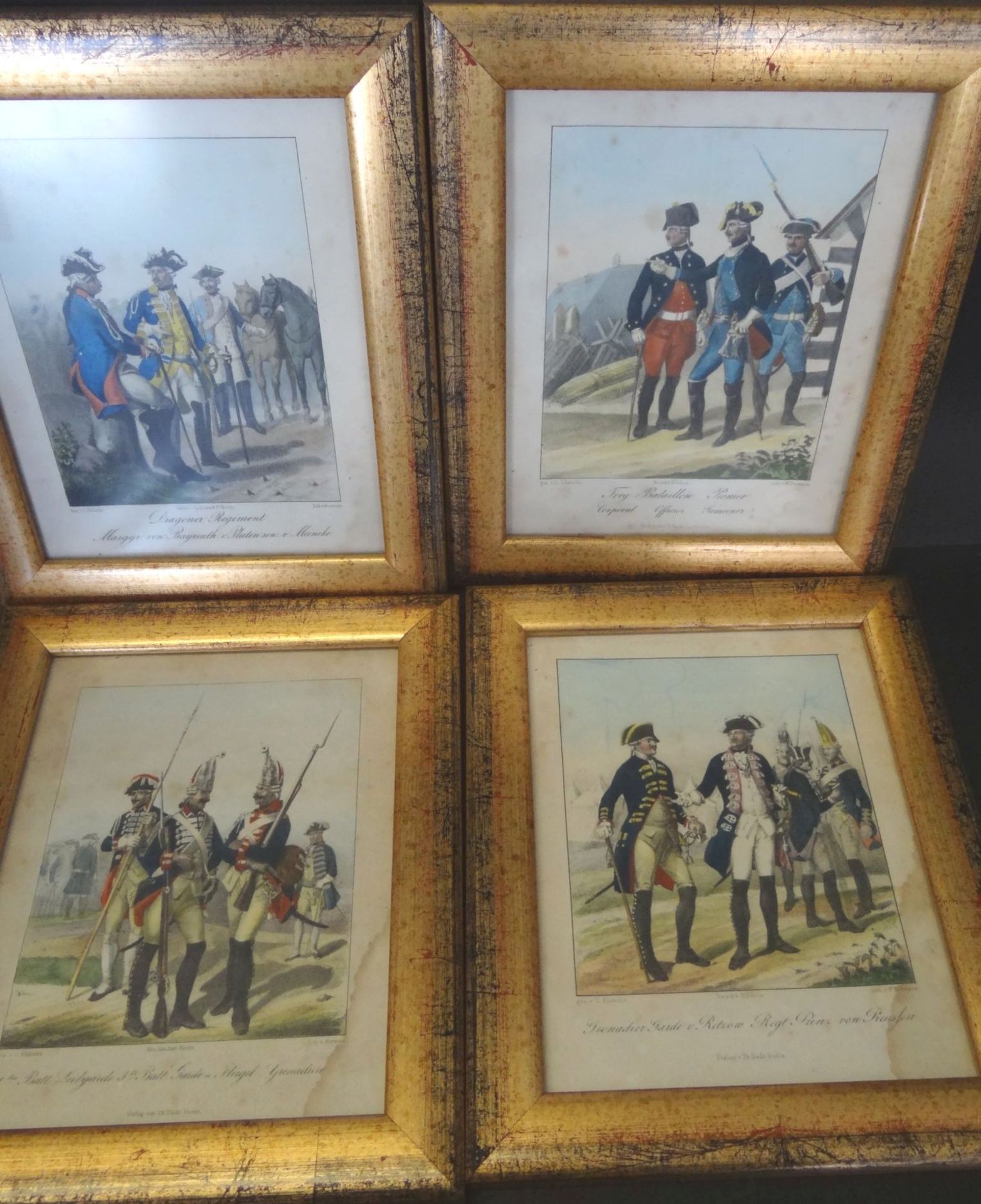 8x Militair-Lithografien nach L. Elsholtz um 1840, ger/Glas, RG je 24x20 cm - Bild 2 aus 10