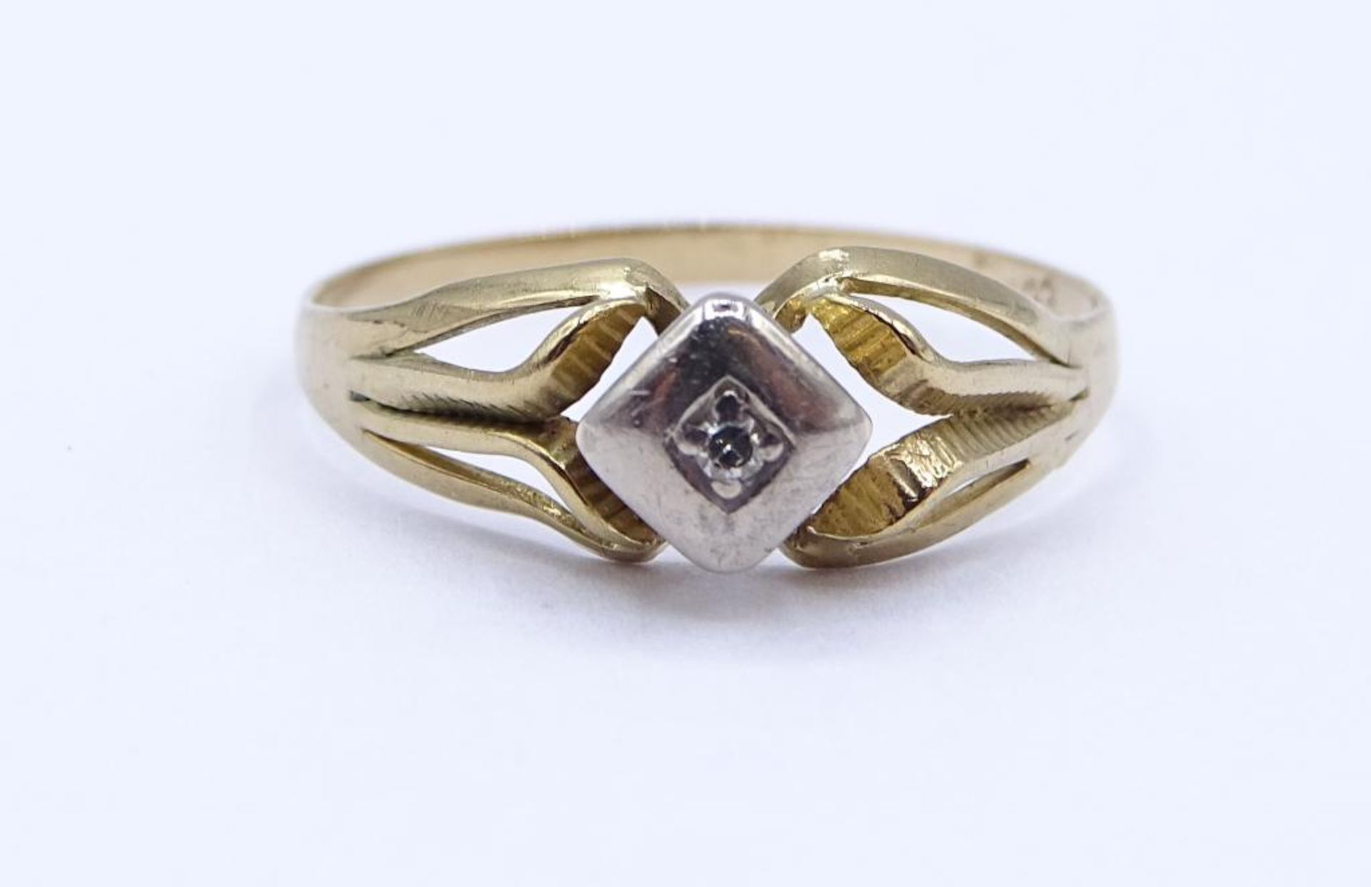 333er GG Ring mit einen Diamanten,1,45gr., RG 56 - Bild 2 aus 5