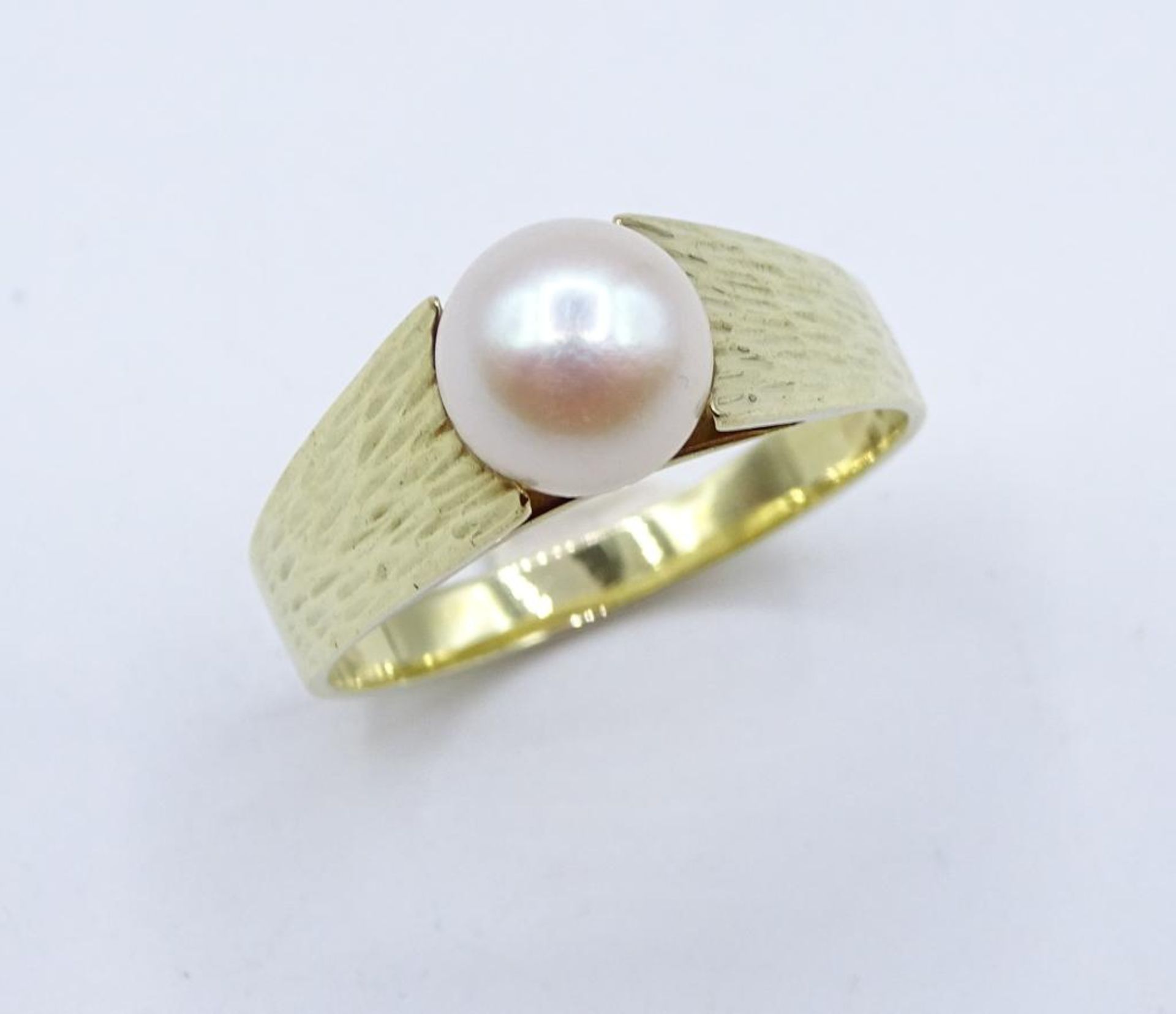 585er GG Ring mit einer Perle d- 7,5mm, 4,4gr., RG 60 - Bild 3 aus 3