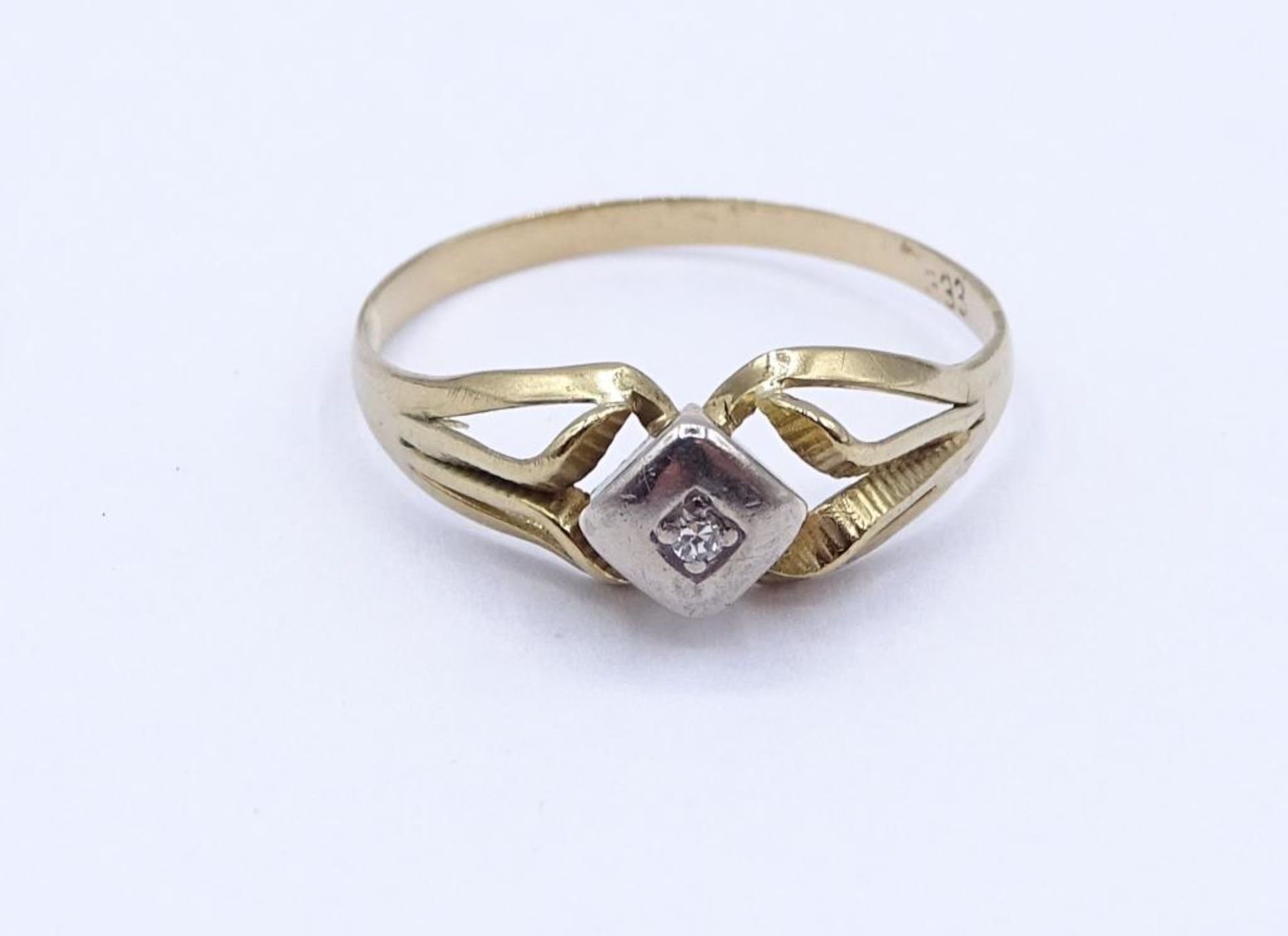 333er GG Ring mit einen Diamanten,1,45gr., RG 56 - Bild 3 aus 5