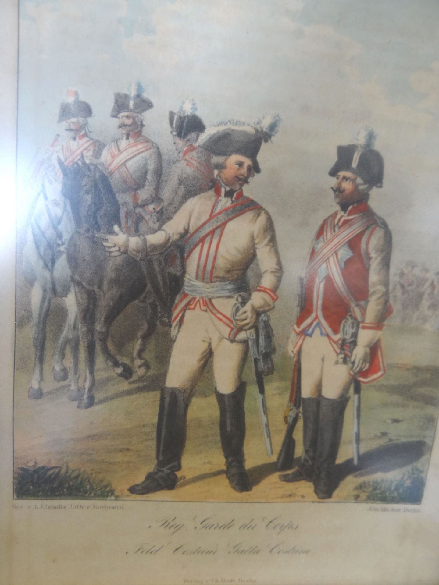 8x Militair-Lithografien nach L. Elsholtz um 1840, ger/Glas, RG je 24x20 cm - Bild 5 aus 10