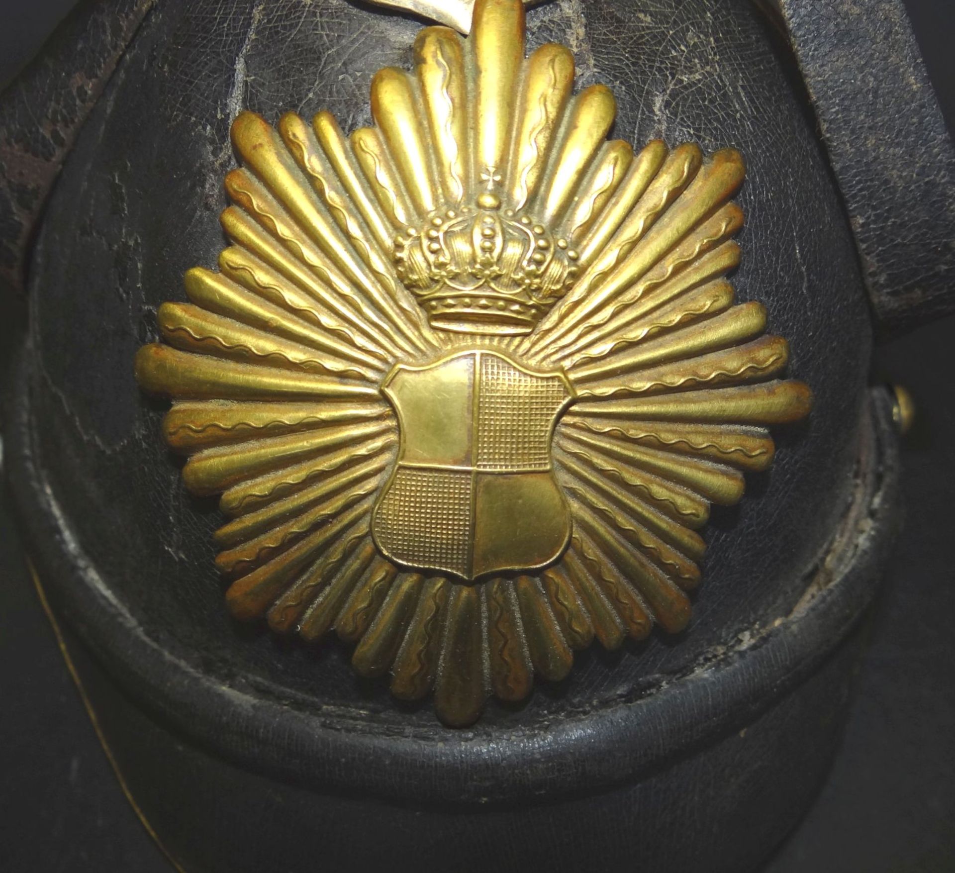 Kinder-Pickelhaube, Oldenburg um 1900,Alters-u. Gebrauchsspuren, - Bild 3 aus 10